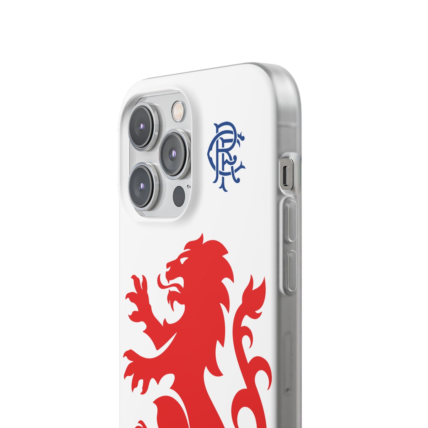 Rangers Lion & Monogram White iPhone Flexi Case - iPhone 16, 15, 14, Plus/Pro/Pro Max