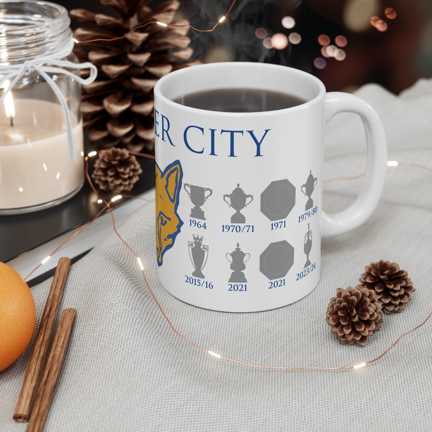 Leicester City Trophies & Fox Mug - White