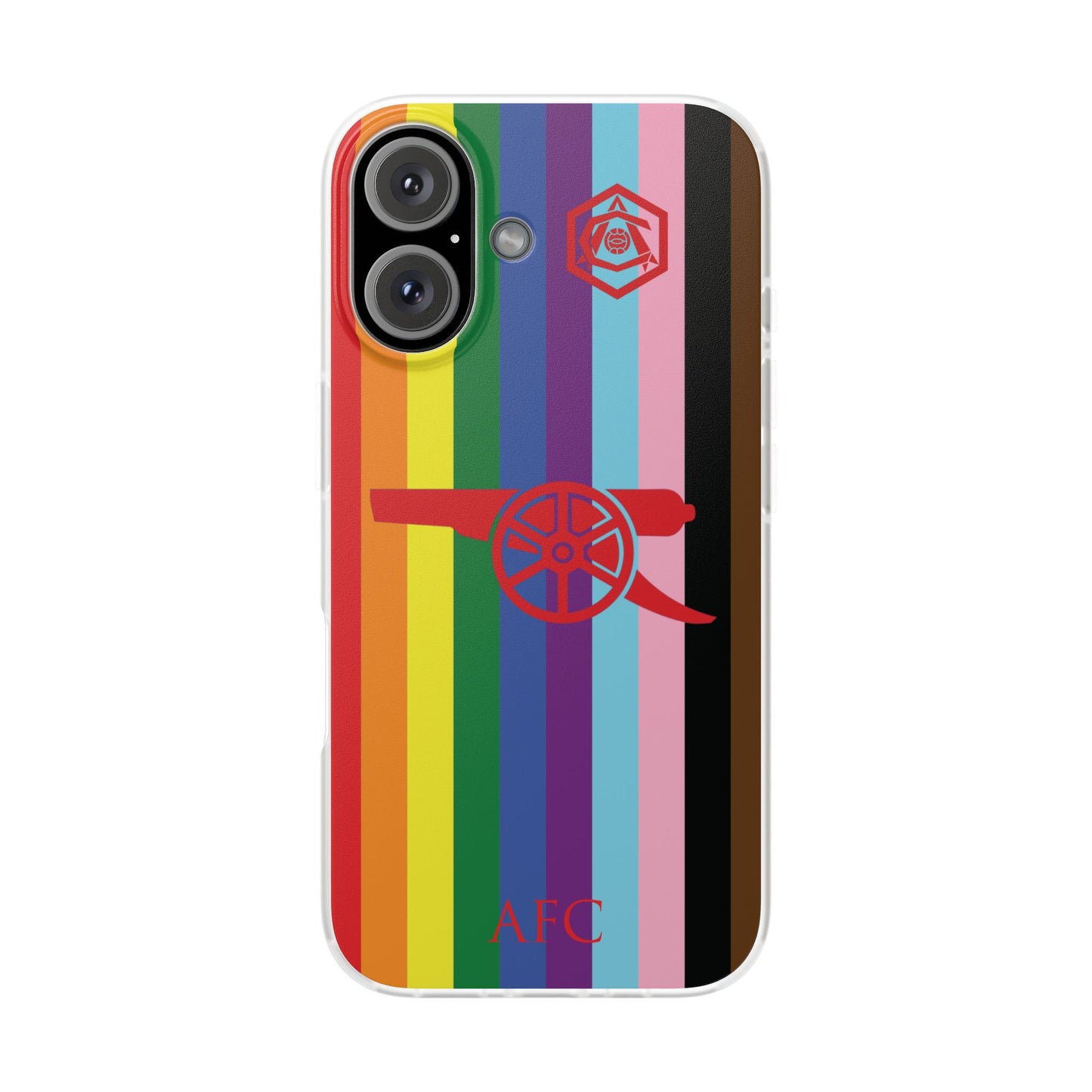 Arsenal Cannon & Monogram Rainbow iPhone Flexi Case - iPhone 16, 15, 14, Plus/Pro/Pro Max