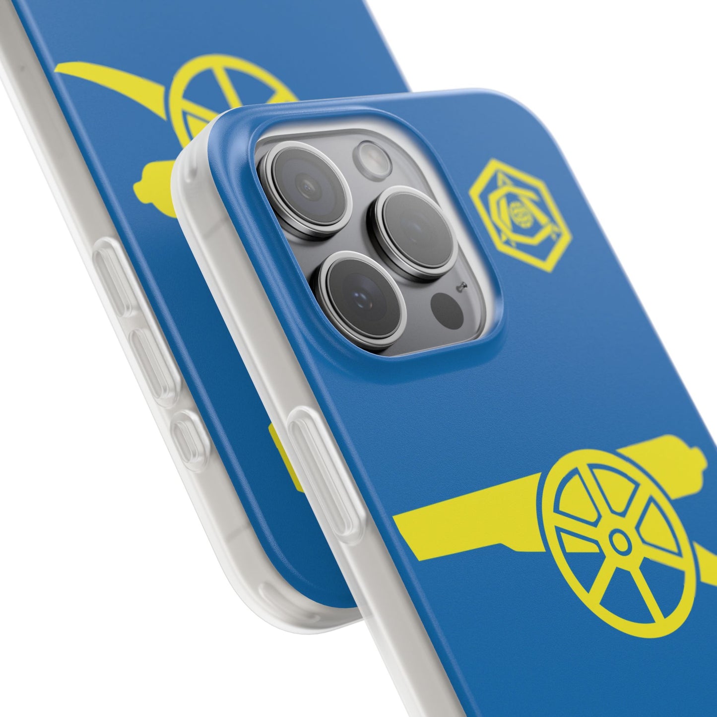 Arsenal Cannon & Monogram Blue iPhone Flexi Case - iPhone 16, 15, 14. Plus/Pro/Pro Max