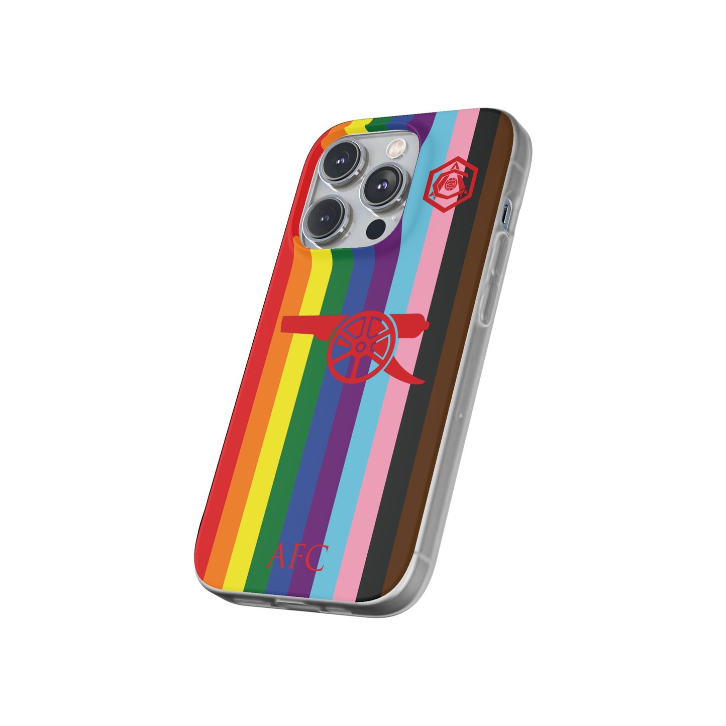 Arsenal Cannon & Monogram Rainbow iPhone Flexi Case - iPhone 16, 15, 14, Plus/Pro/Pro Max