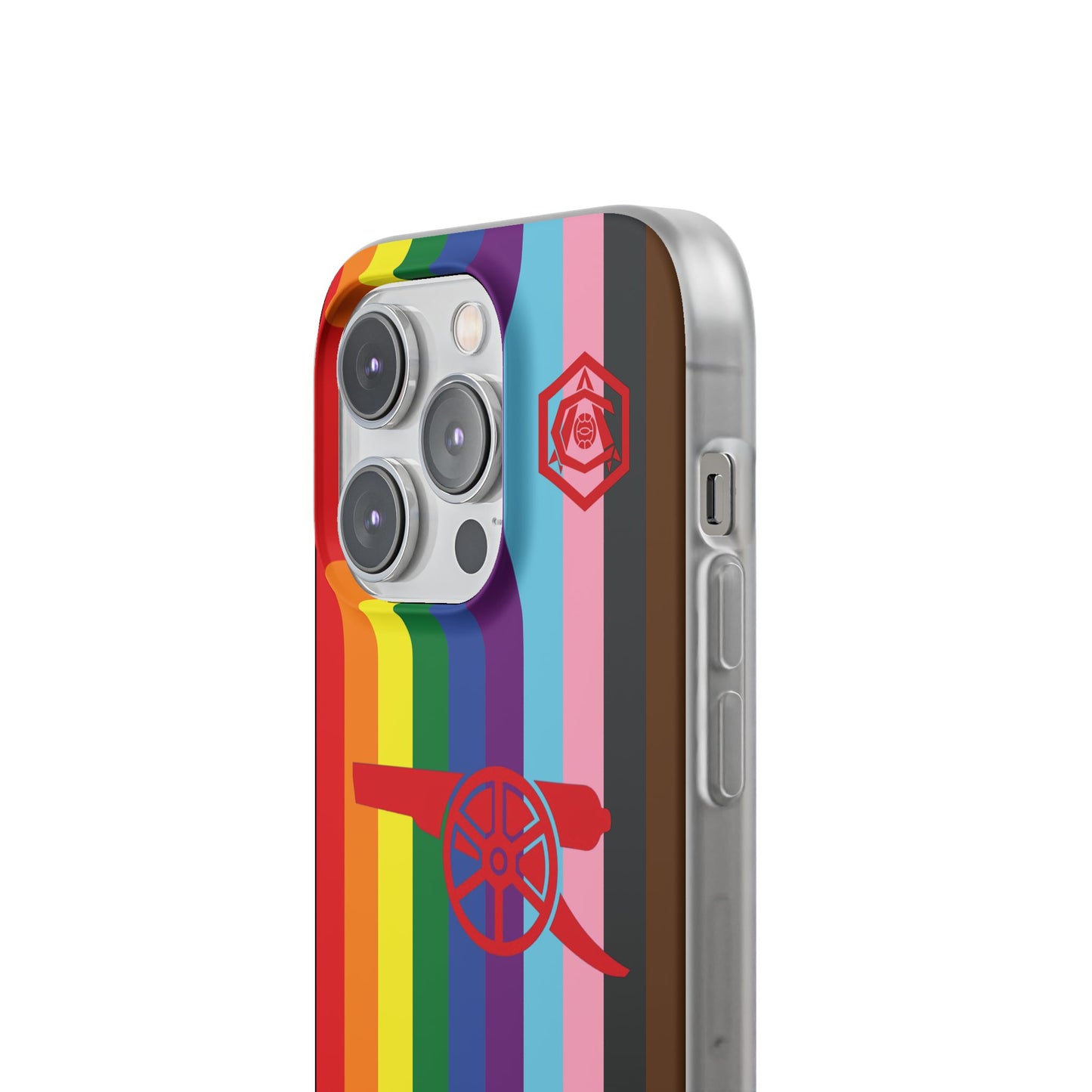 Arsenal Cannon & Monogram Rainbow iPhone Flexi Case - iPhone 16, 15, 14, Plus/Pro/Pro Max