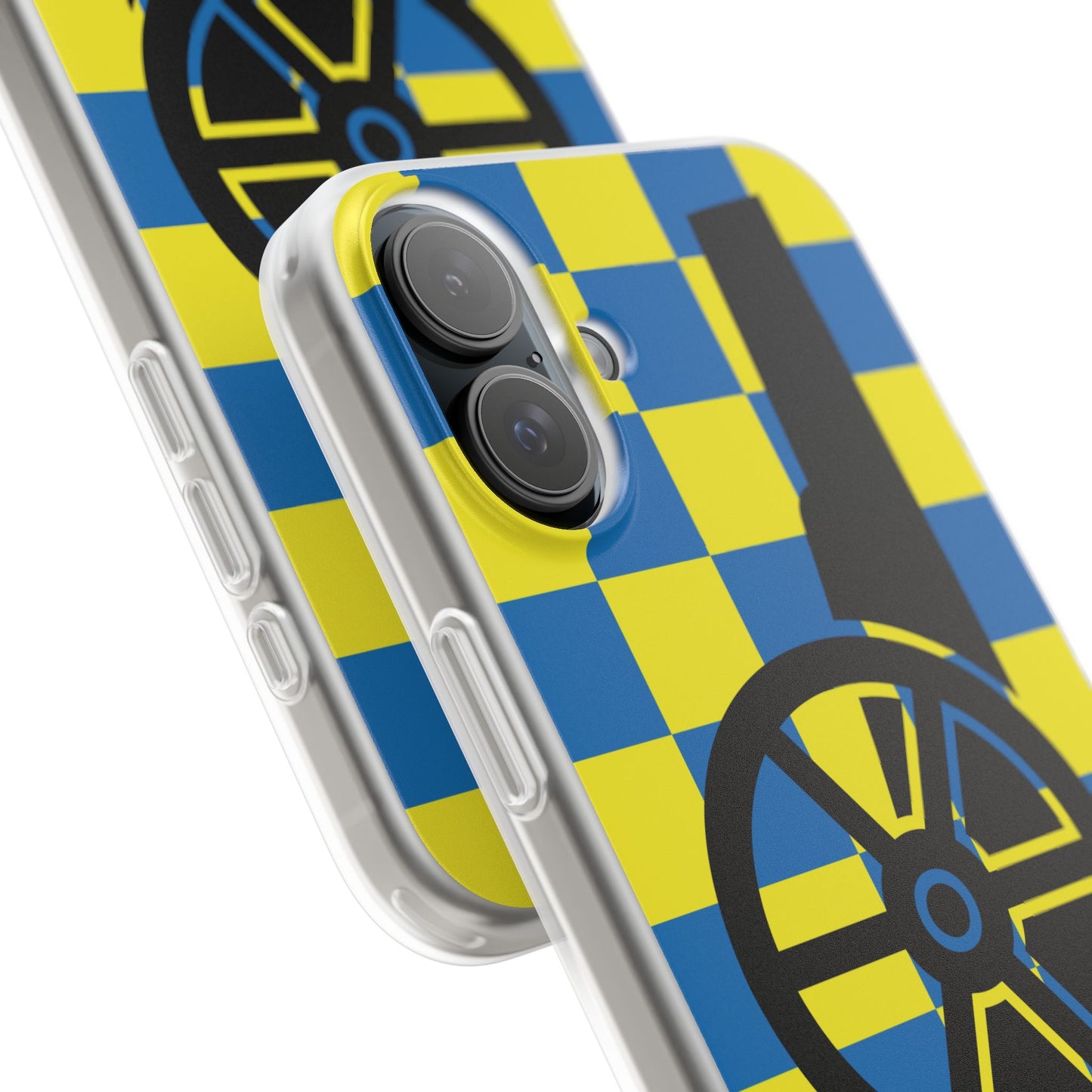 Arsenal Cannon Blue & Yellow Chequered iPhone Flexi Case - iPhone 16, 15, 14, Plus/Pro/Pro Max