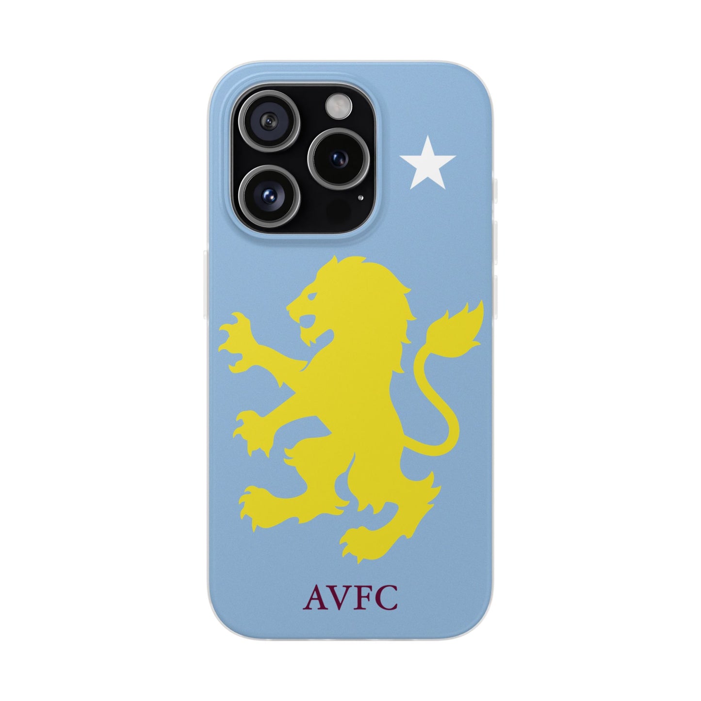 Aston Villa iPhone Flexi Case - iPhone 16, 15, 14, Plus/Pro/Pro Max - Blue, Yellow Lion