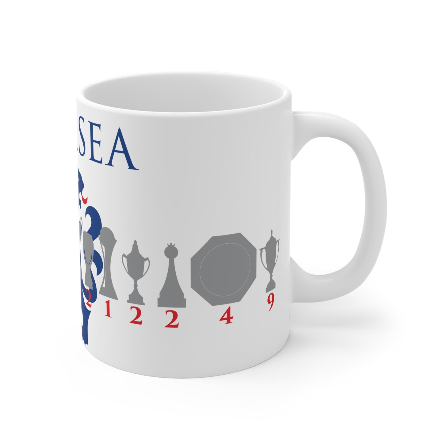 Chelsea Trophies & Lion Mug - White