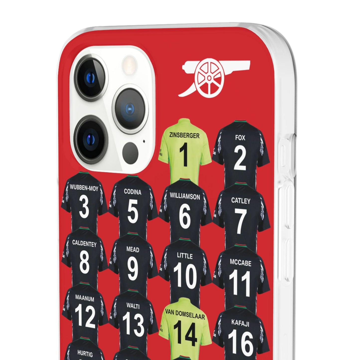 Arsenal Women Away Kit iPhone Flexi Case - iPhone 16, 15, 14, 13, 12, Mini/Plus/Pro/Pro Max - Red