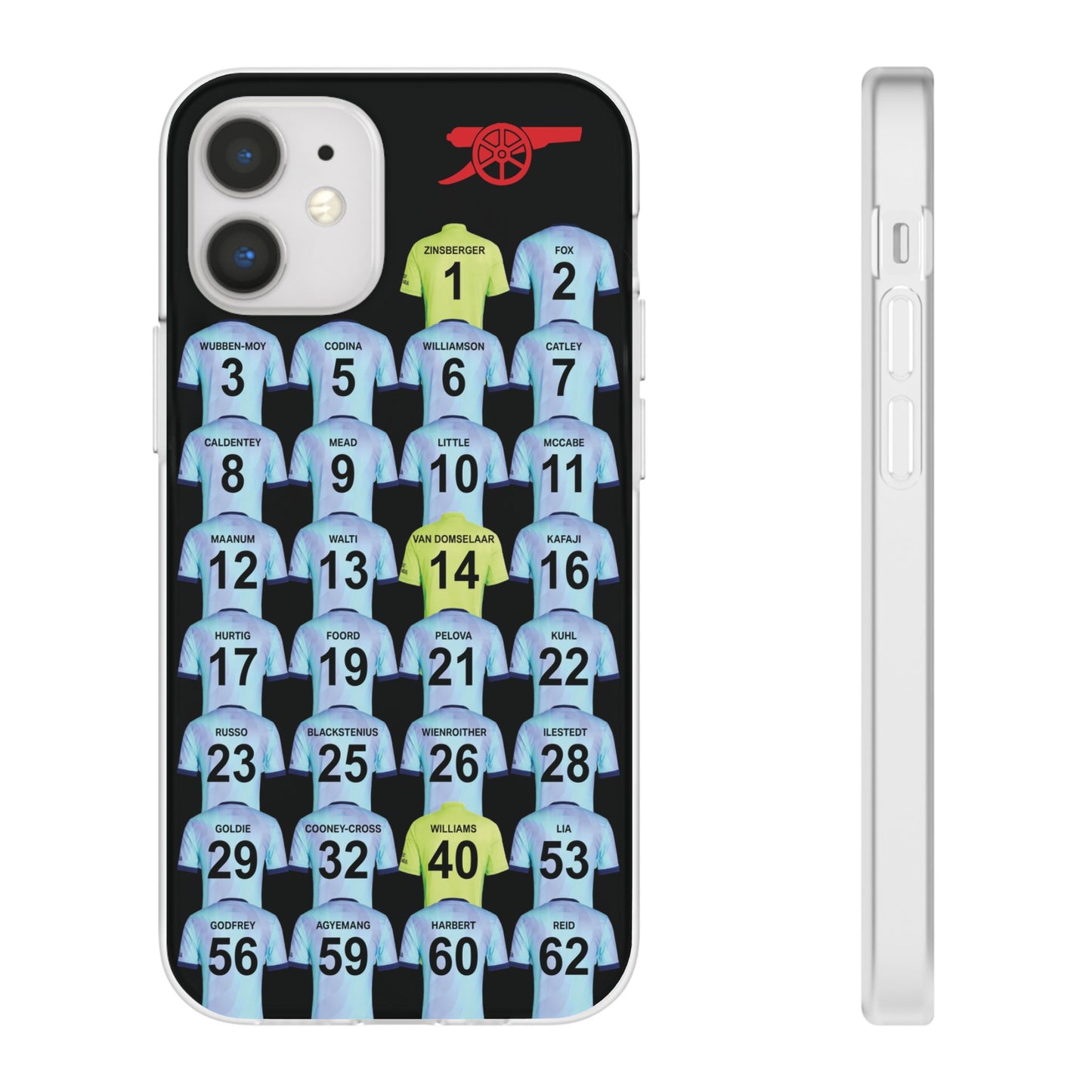 Arsenal Women Third Kit iPhone Flexi Case - iPhone 16, 15, 14, 13, 12, Mini/Plus/Pro/Pro Max - Black