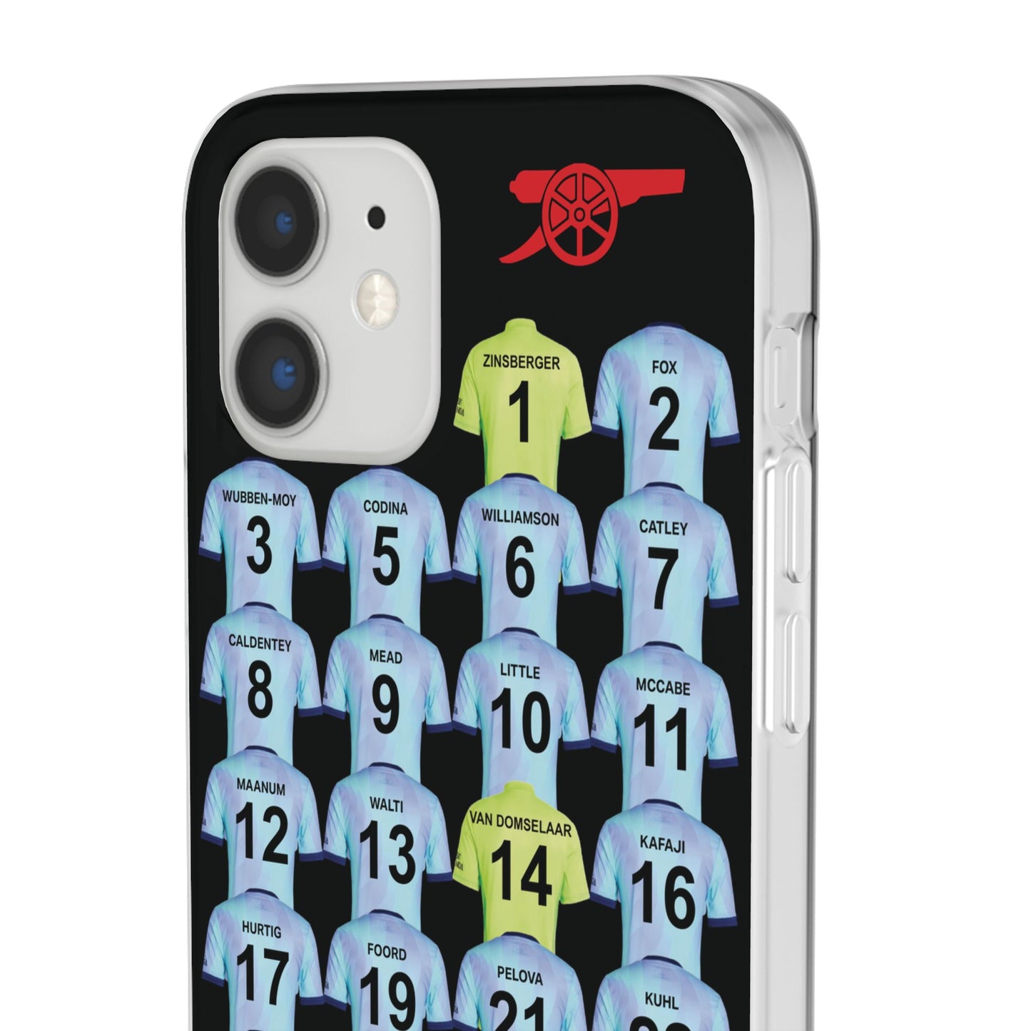 Arsenal Women Third Kit iPhone Flexi Case - iPhone 16, 15, 14, 13, 12, Mini/Plus/Pro/Pro Max - Black