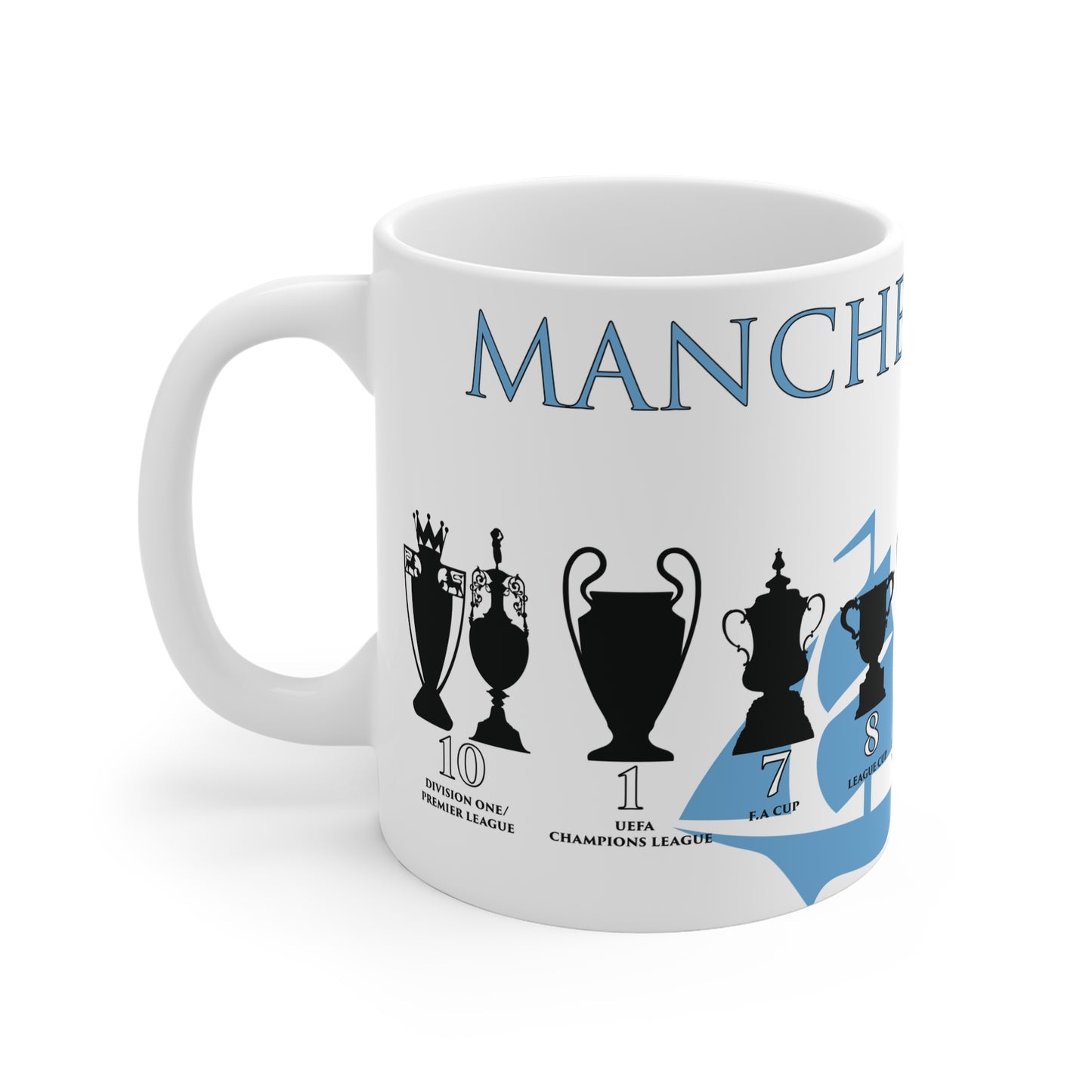 Manchester City Trophies & Ship Mug - White