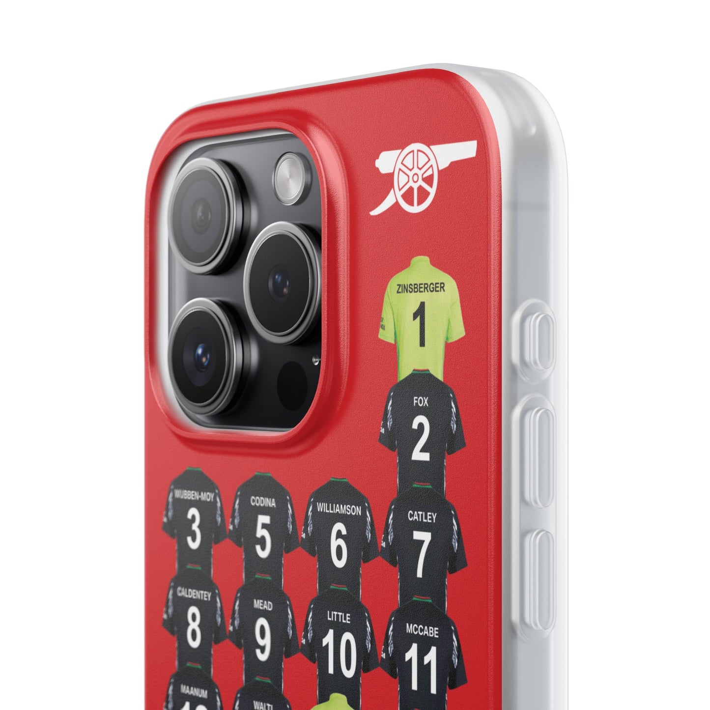 Arsenal Women Away Kit iPhone Flexi Case - iPhone 16, 15, 14, 13, 12, Mini/Plus/Pro/Pro Max - Red