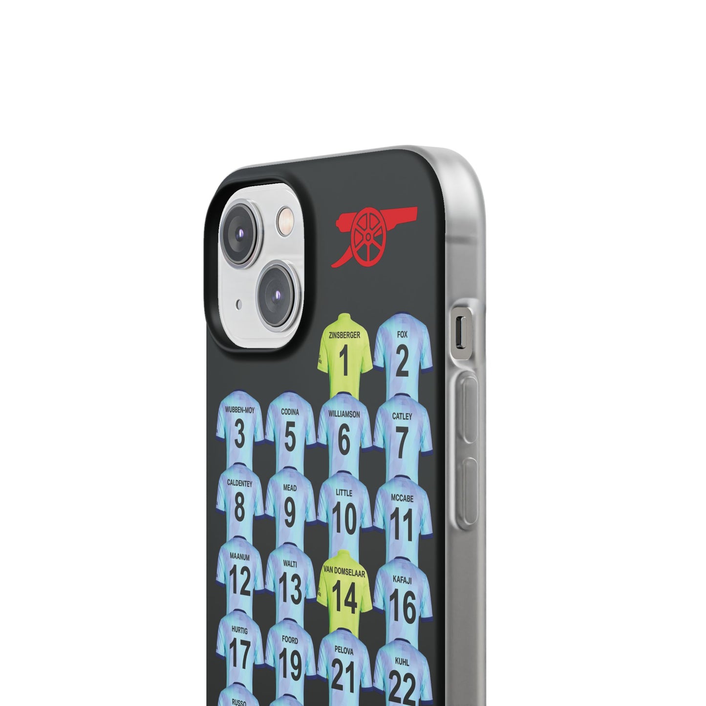 Arsenal Women Third Kit iPhone Flexi Case - iPhone 16, 15, 14, 13, 12, Mini/Plus/Pro/Pro Max - Black