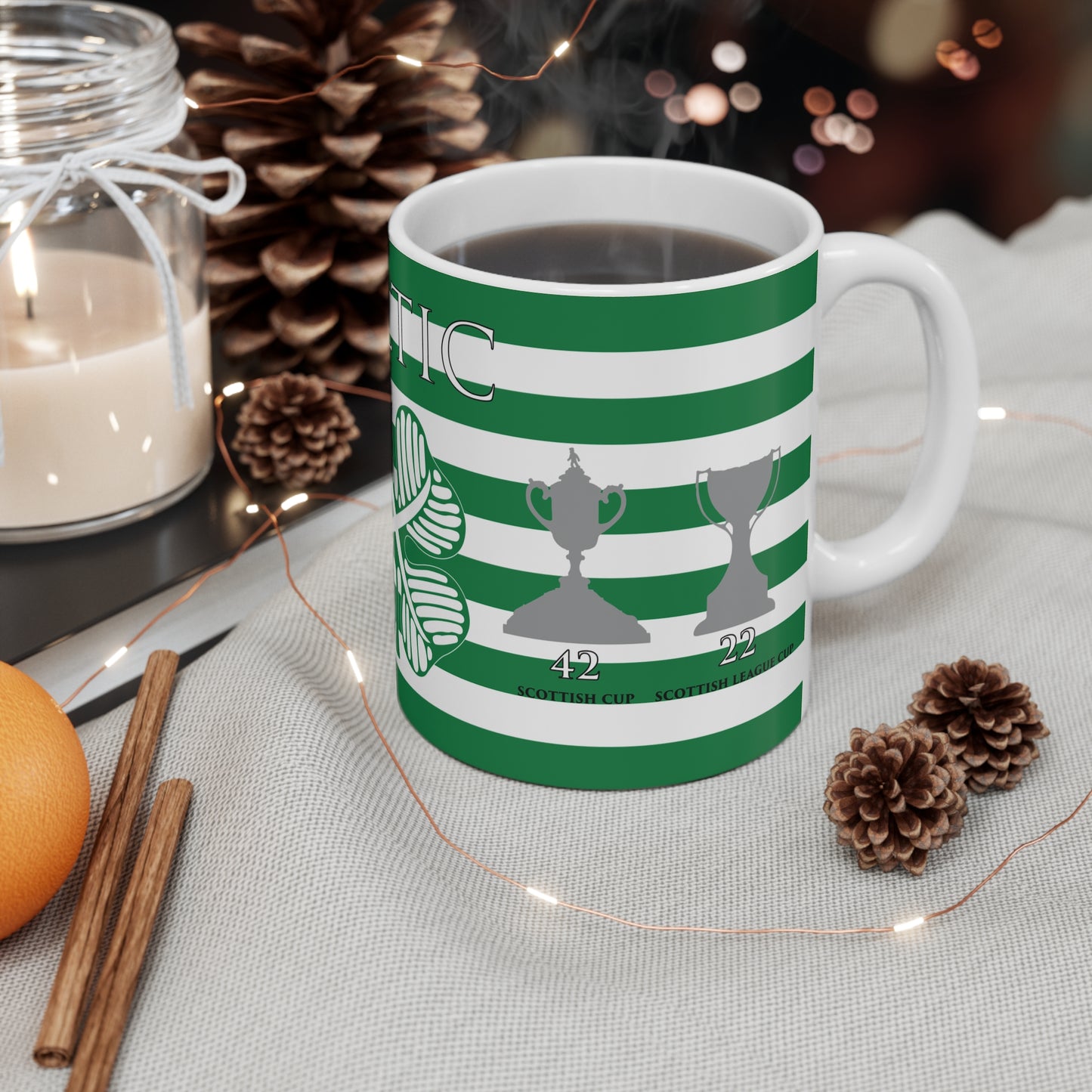 Celtic Trophies & Clover Mug - Hoops