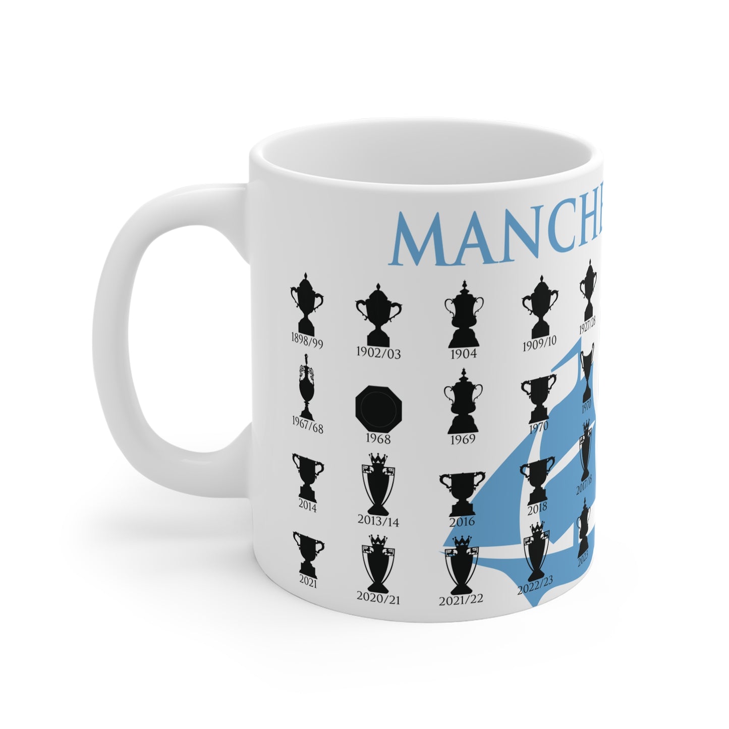 Manchester City Trophies Collection & Ship Mug - White