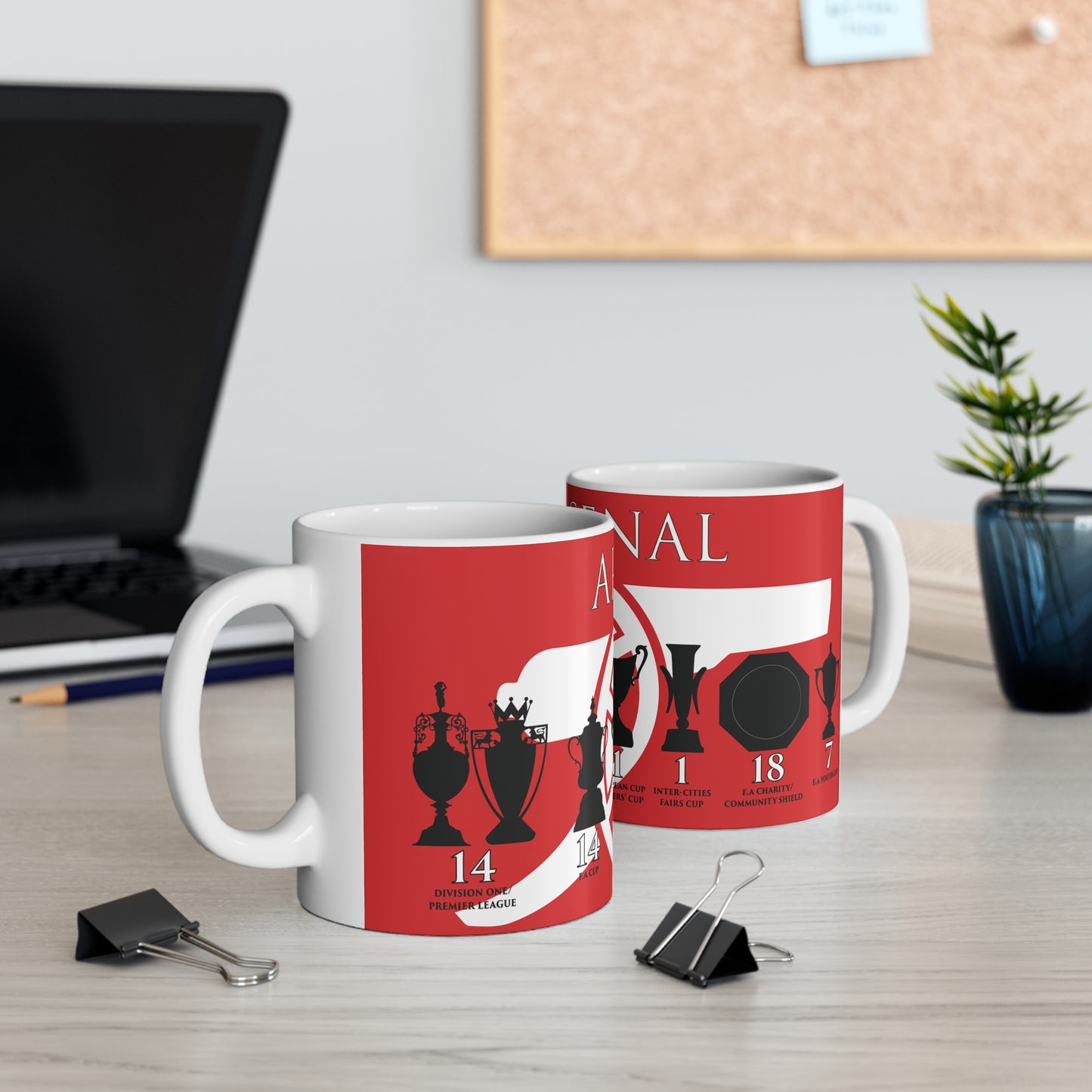 Arsenal Trophies Mug UPDATED - Red - White Cannon