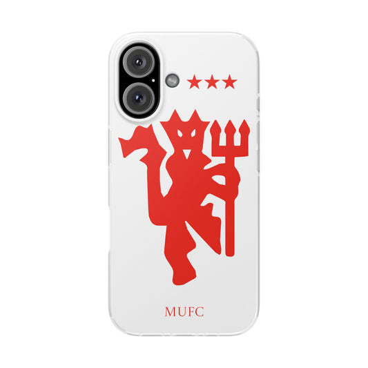 Manchester United iPhone Flexi Case - iPhone 16, 15, 14, Plus/Pro/Pro Max - White