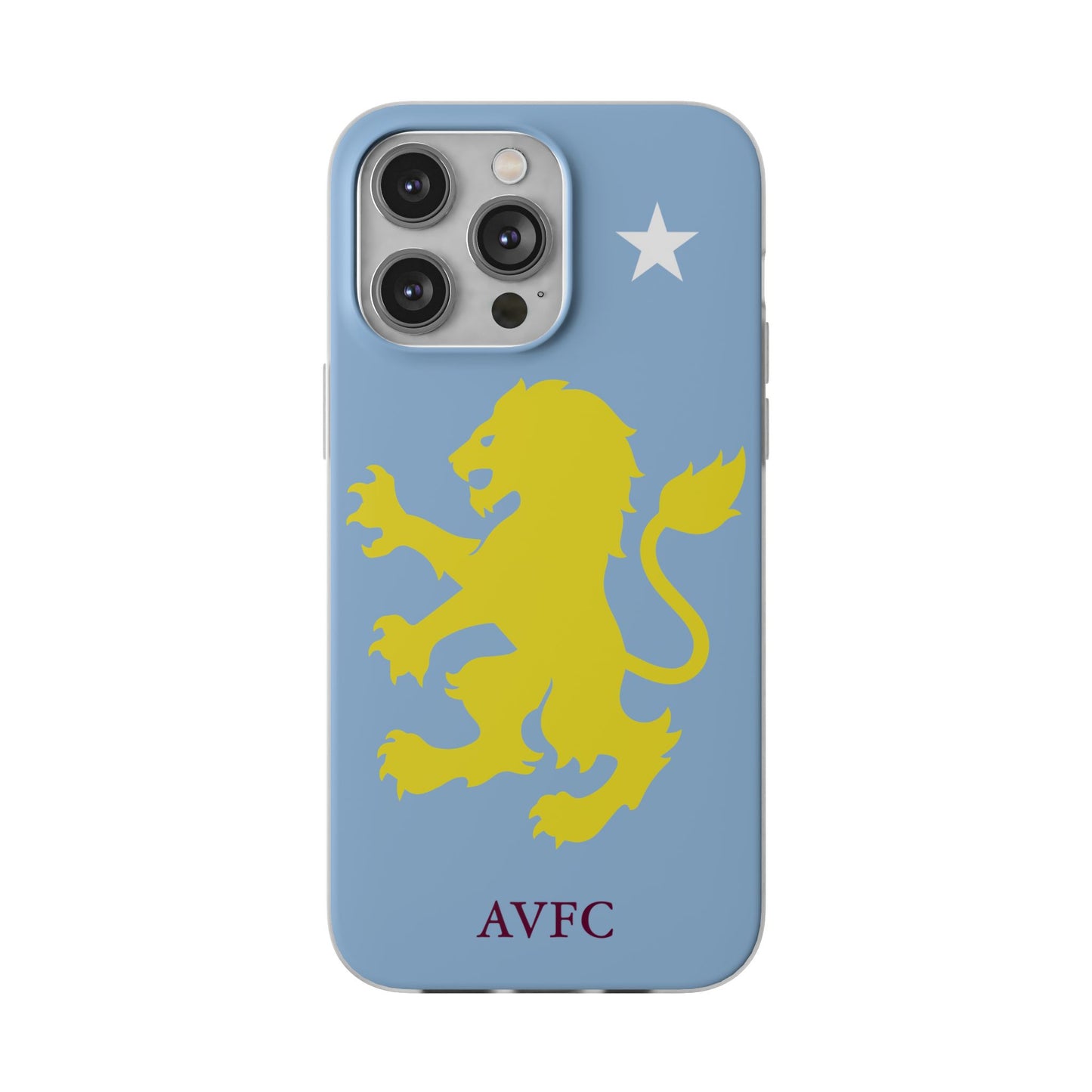 Aston Villa iPhone Flexi Case - iPhone 16, 15, 14, Plus/Pro/Pro Max - Blue, Yellow Lion