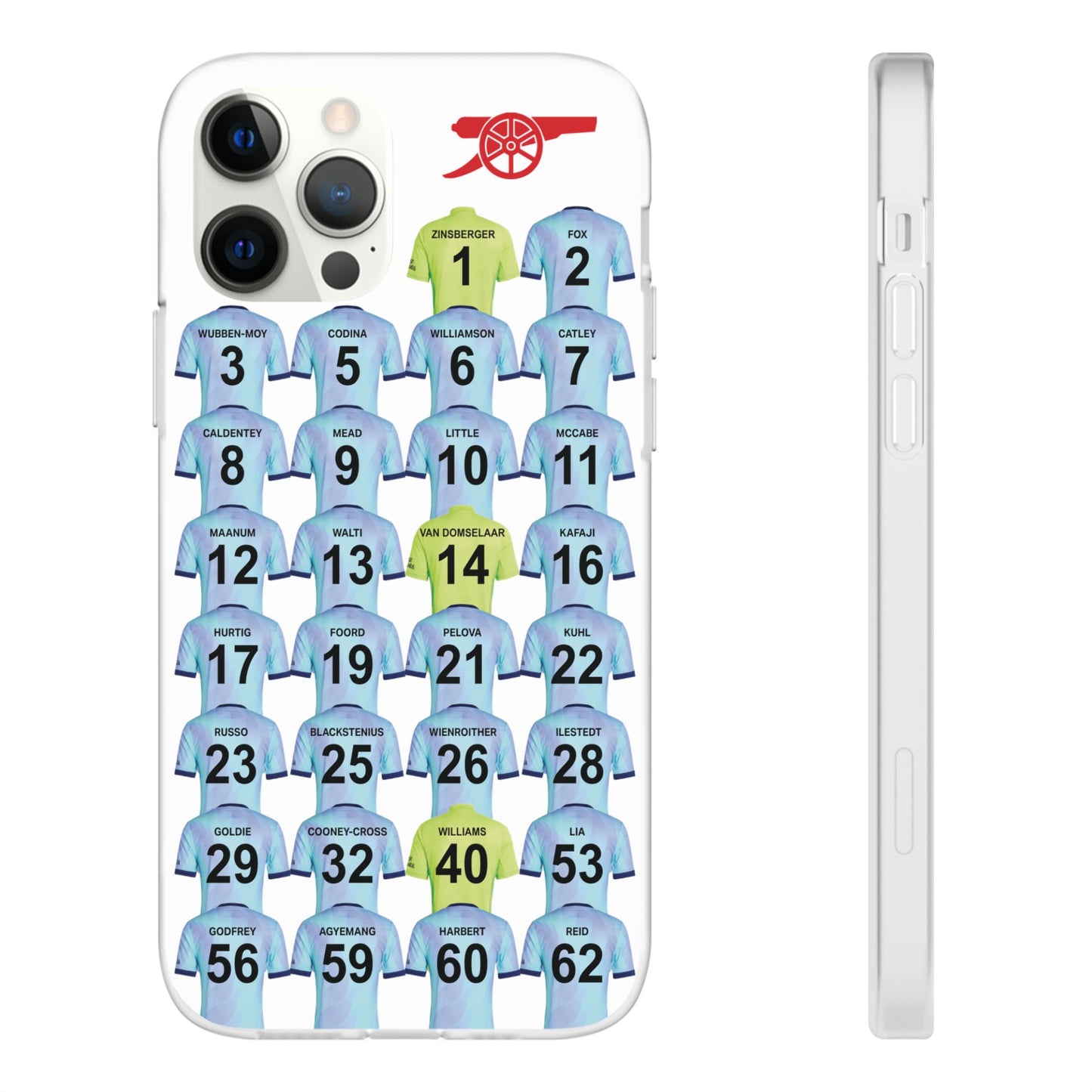 Arsenal Women Third Kit iPhone Flexi Case - iPhone 16, 15, 14, 13, 12, Mini/Plus/Pro/Pro Max - White