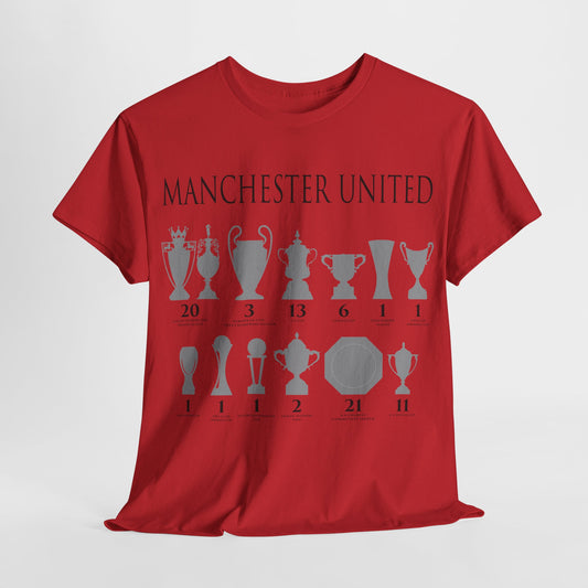 Manchester United Trophies Unisex Heavy Cotton T-Shirt - Red/White/Black