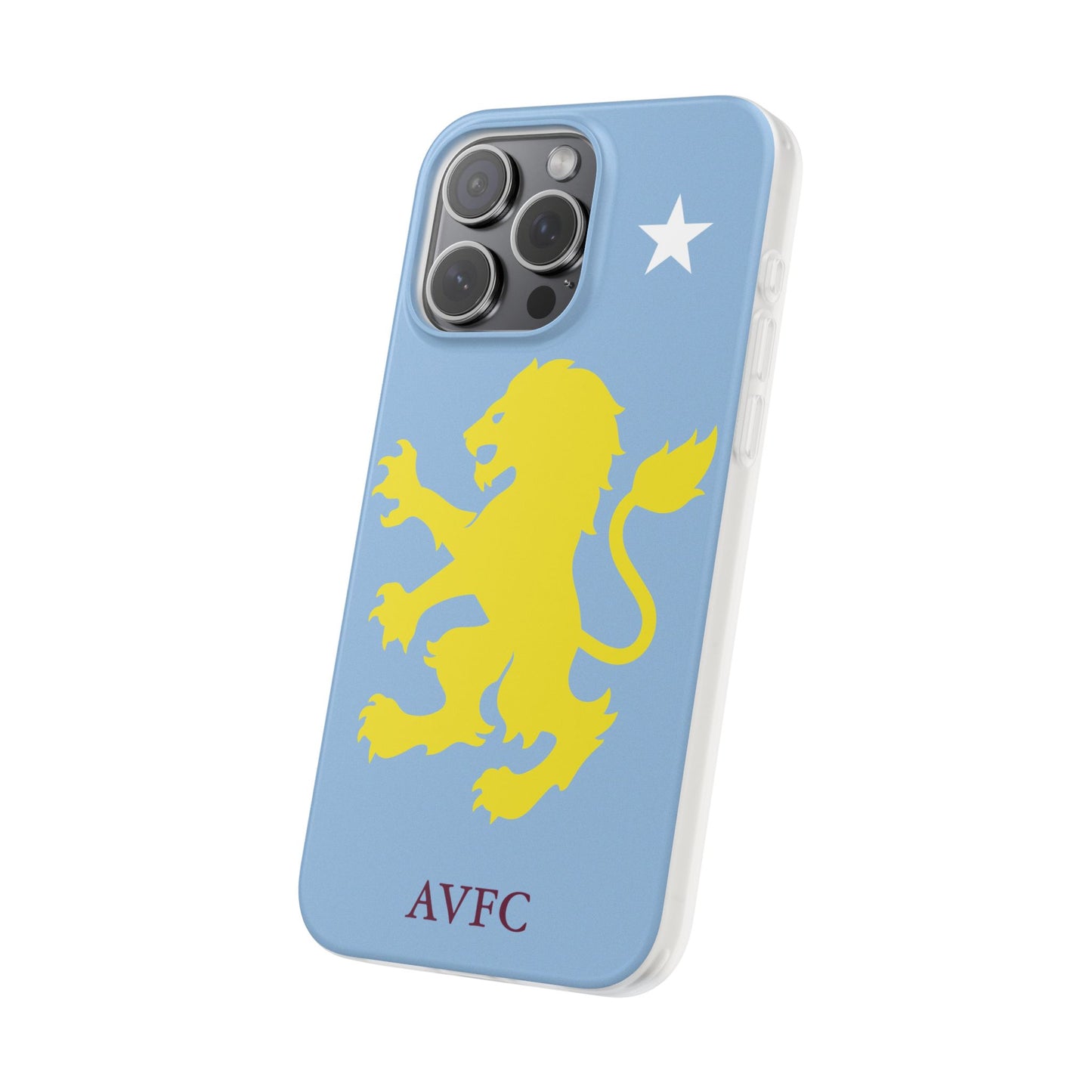 Aston Villa iPhone Flexi Case - iPhone 16, 15, 14, Plus/Pro/Pro Max - Blue, Yellow Lion