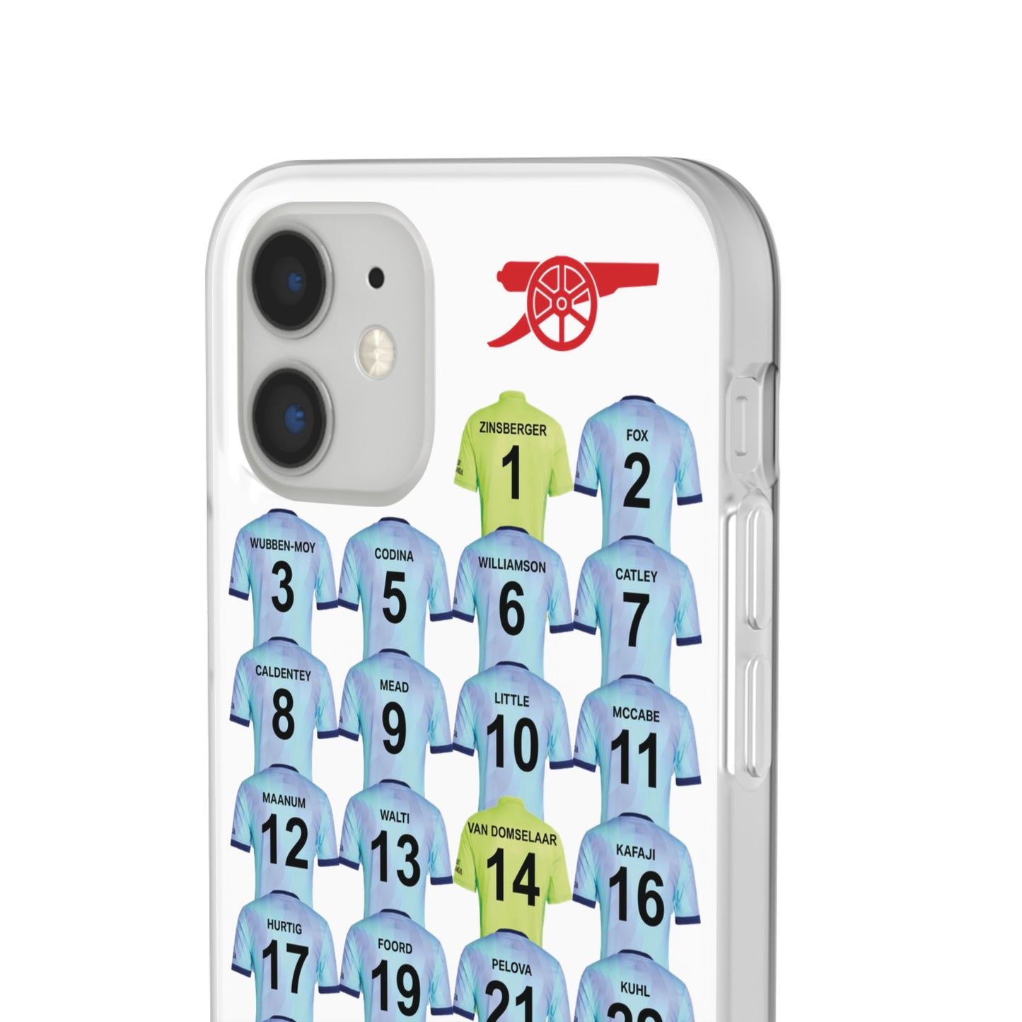 Arsenal Women Third Kit iPhone Flexi Case - iPhone 16, 15, 14, 13, 12, Mini/Plus/Pro/Pro Max - White