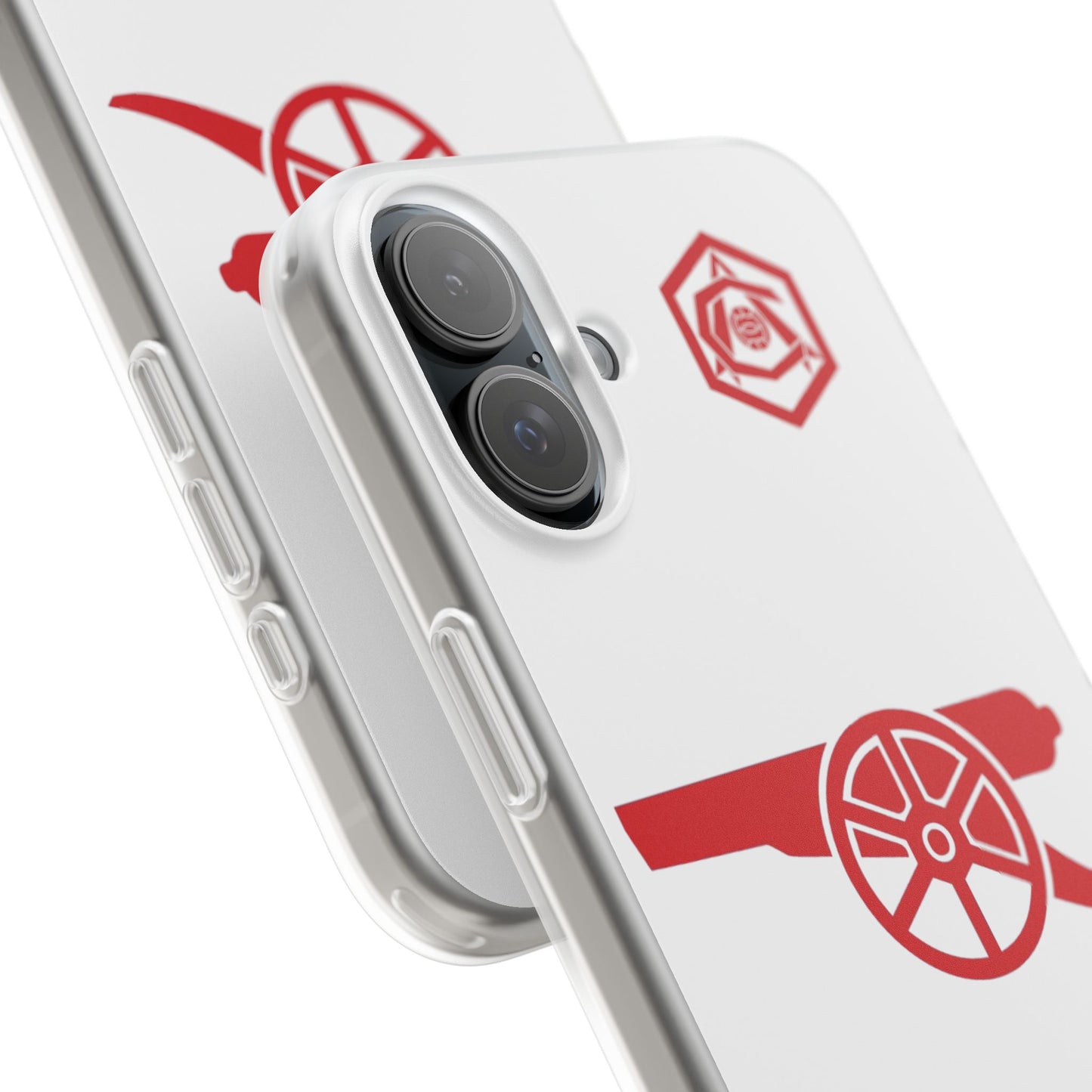 Arsenal Cannon & Monogram White iPhone Flexi Case - iPhone 16, 15, 14, Plus/Pro/Pro Max