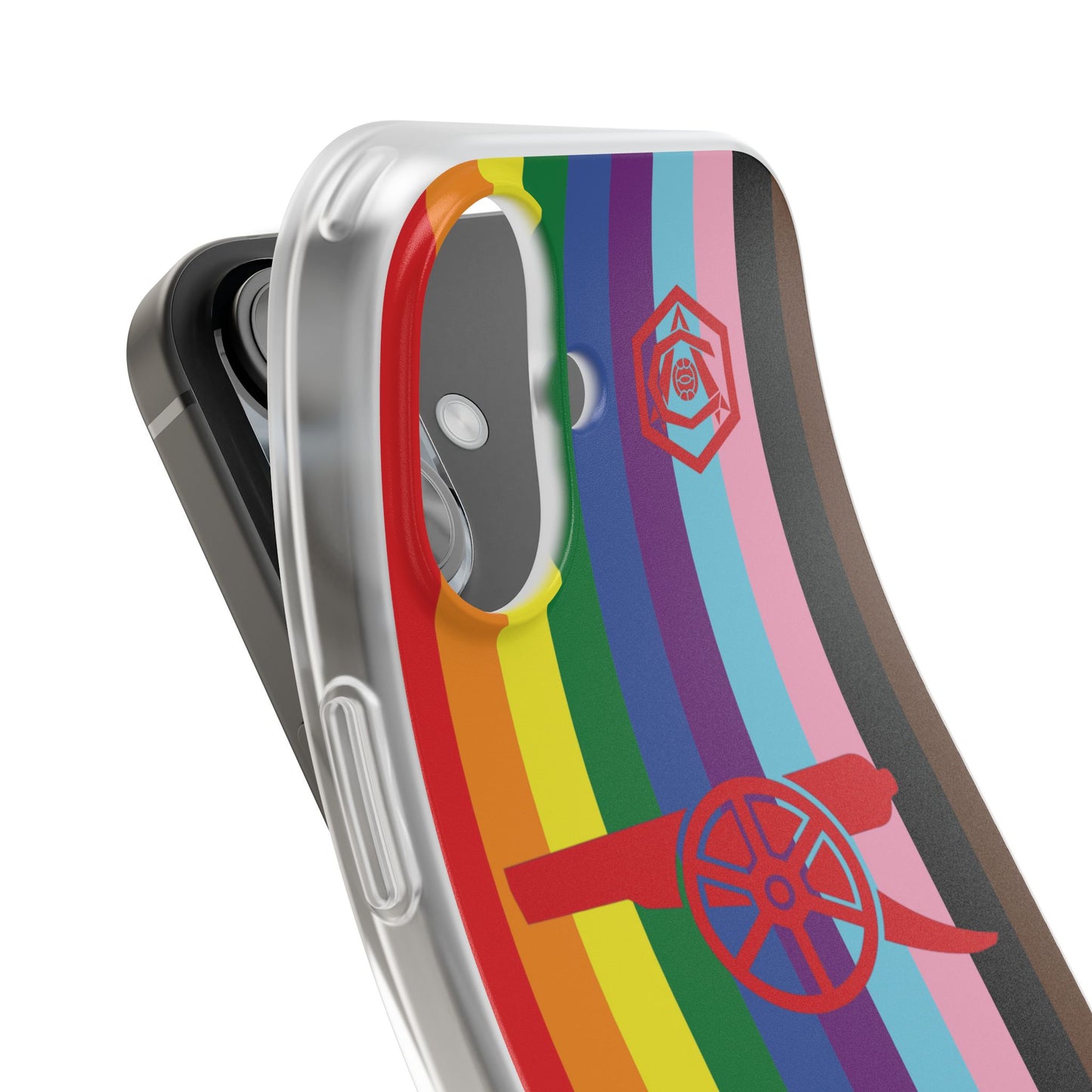 Arsenal Cannon & Monogram Rainbow iPhone Flexi Case - iPhone 16, 15, 14, Plus/Pro/Pro Max