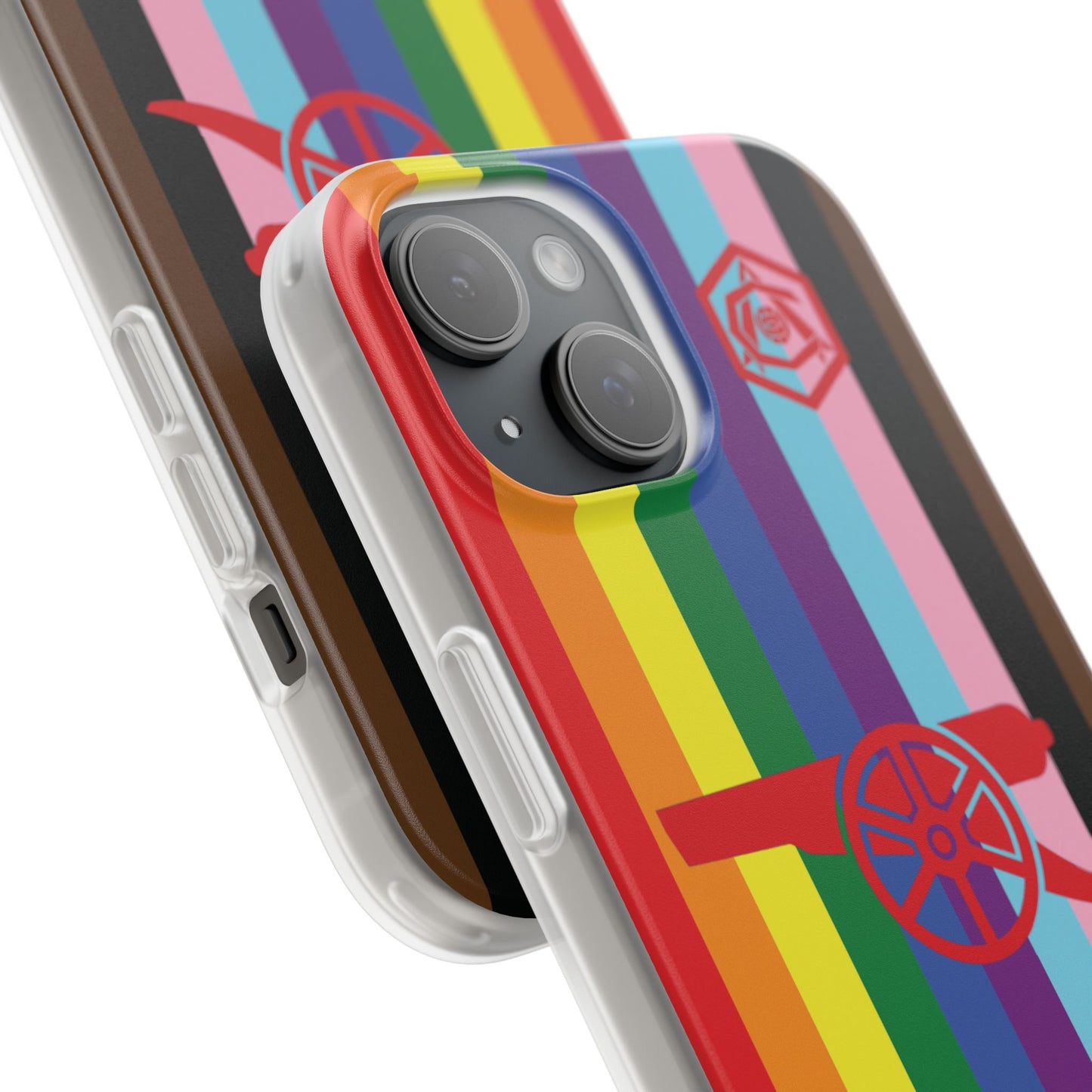 Arsenal Cannon & Monogram Rainbow iPhone Flexi Case - iPhone 16, 15, 14, Plus/Pro/Pro Max