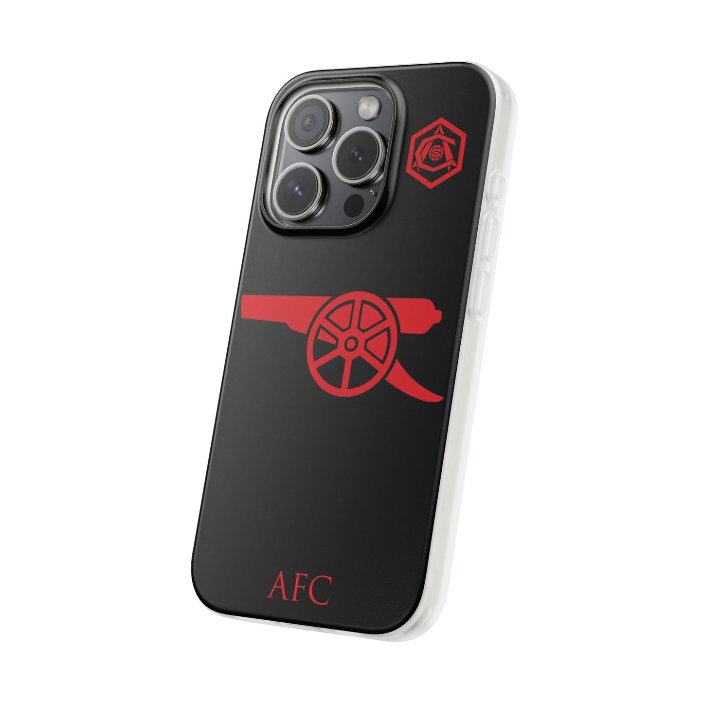 Arsenal Cannon & Monogram Black iPhone Flexi Case - iPhone 16, 15, 14, Plus/Pro/Pro Max