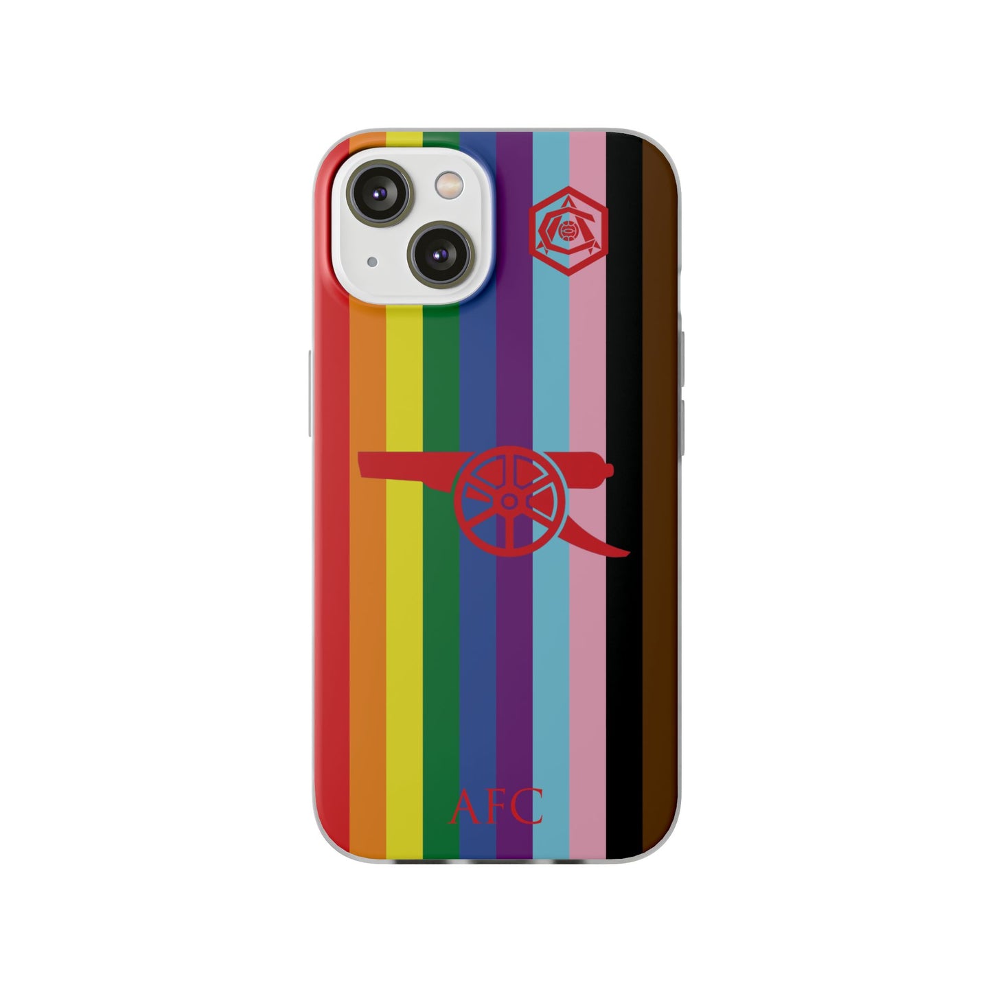 Arsenal Cannon & Monogram Rainbow iPhone Flexi Case - iPhone 16, 15, 14, Plus/Pro/Pro Max