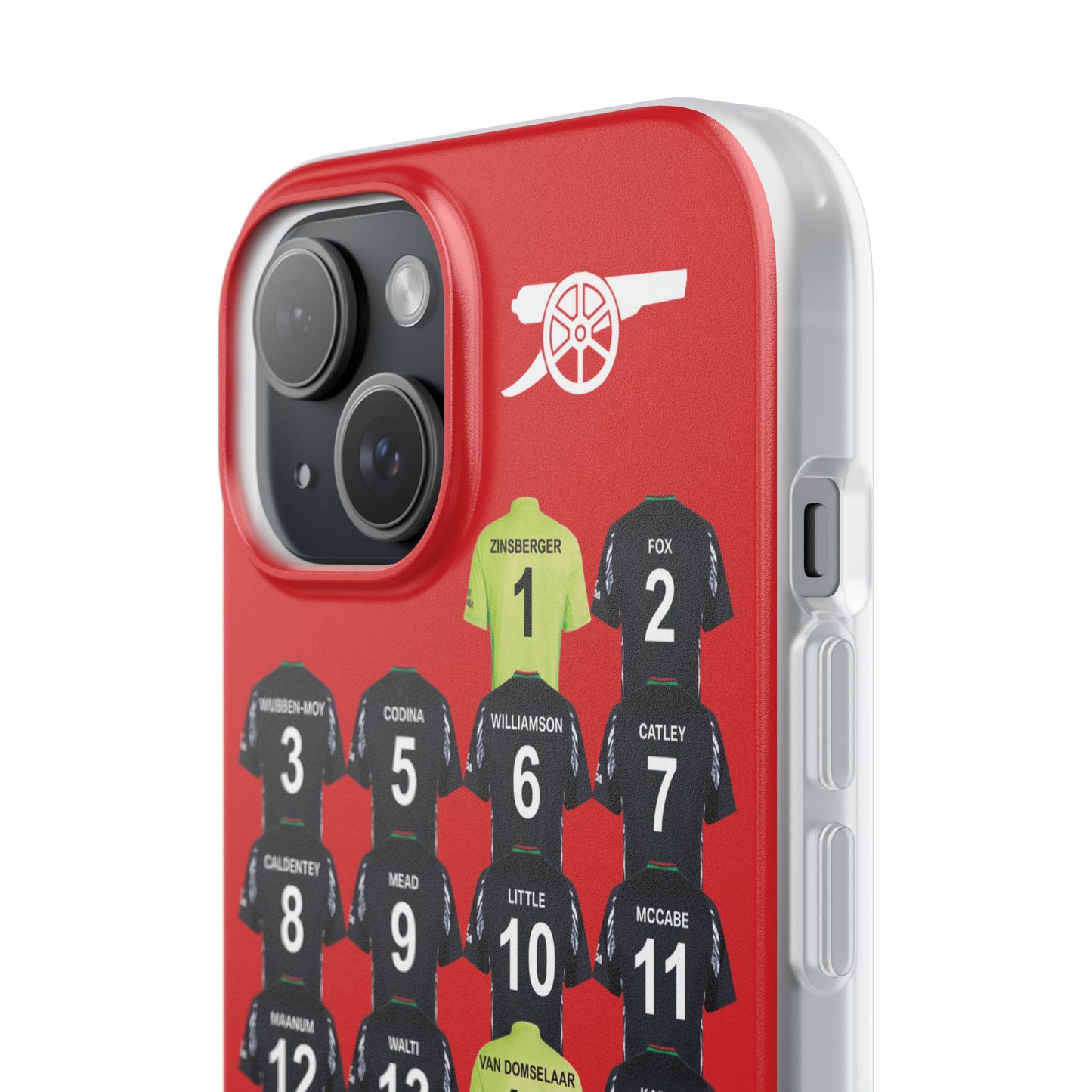 Arsenal Women Away Kit iPhone Flexi Case - iPhone 16, 15, 14, 13, 12, Mini/Plus/Pro/Pro Max - Red