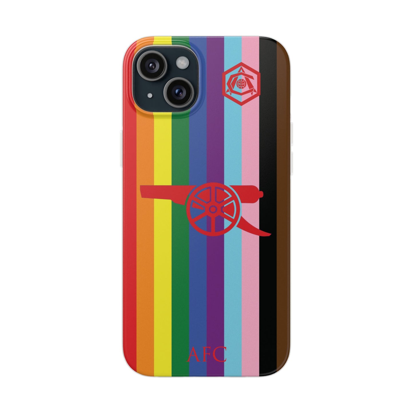 Arsenal Cannon & Monogram Rainbow iPhone Flexi Case - iPhone 16, 15, 14, Plus/Pro/Pro Max