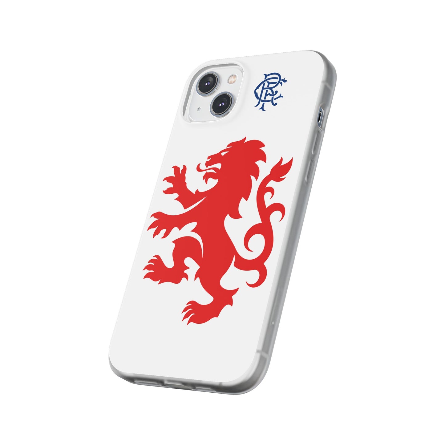 Rangers Lion & Monogram White iPhone Flexi Case - iPhone 16, 15, 14, Plus/Pro/Pro Max