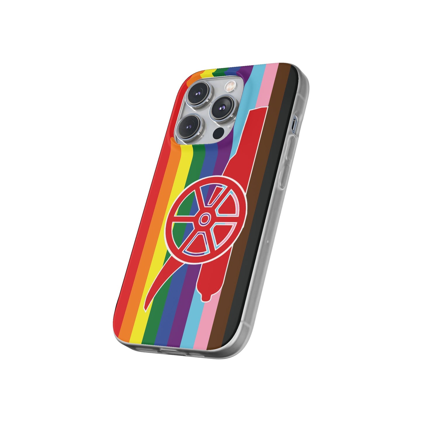 Arsenal Cannon Rainbow iPhone Flexi Case - iPhone 16, 15, 14, Plus/Pro/Pro Max