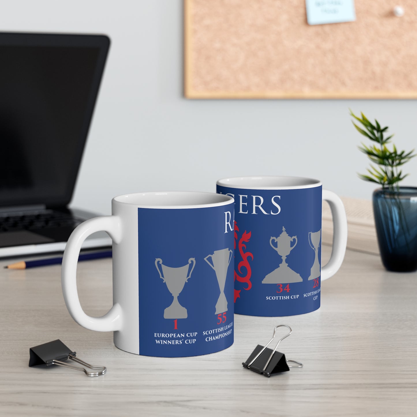 Rangers Trophies & Lion Mug - Blue