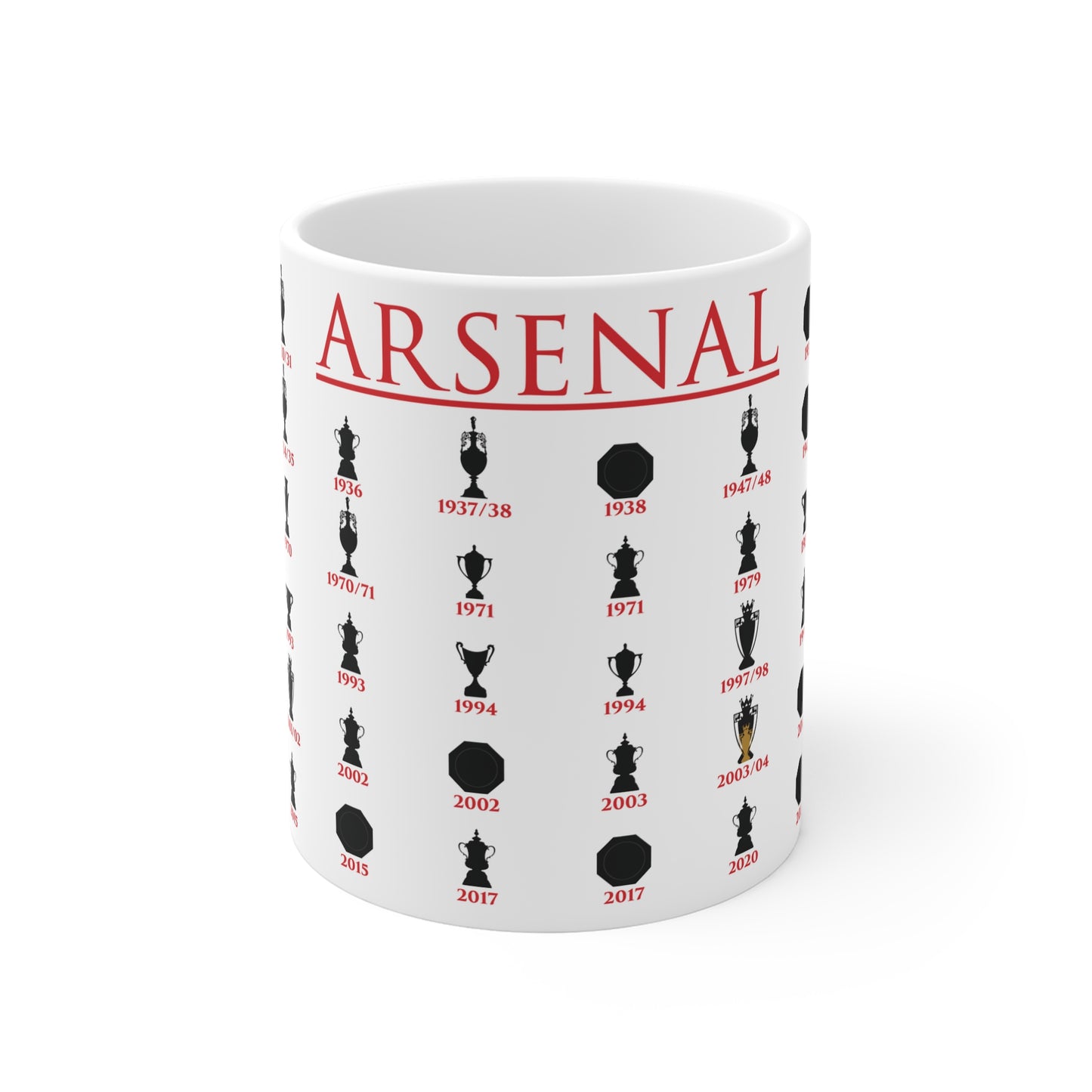 Arsenal Trophies Collection Mug UPDATED - White