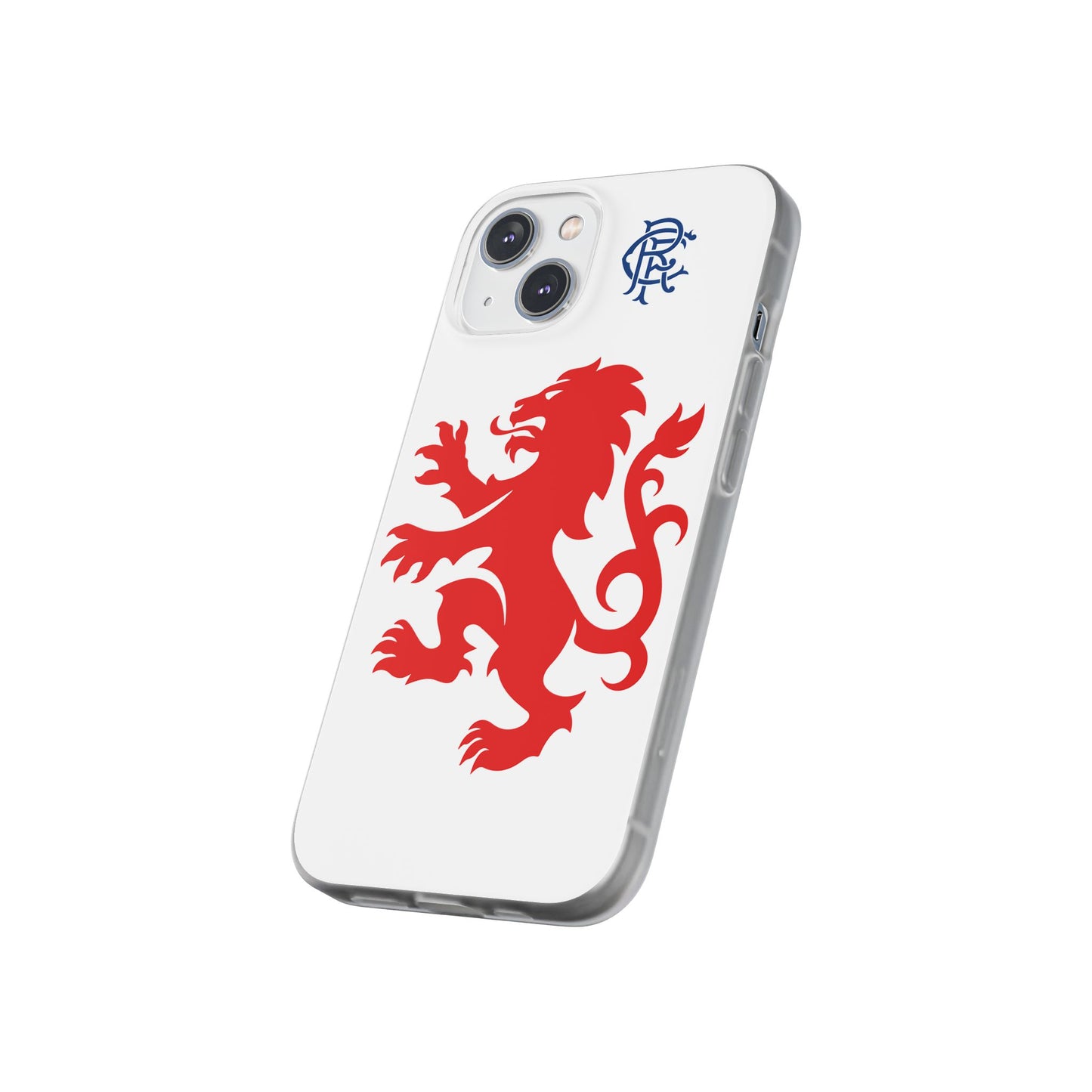 Rangers Lion & Monogram White iPhone Flexi Case - iPhone 16, 15, 14, Plus/Pro/Pro Max