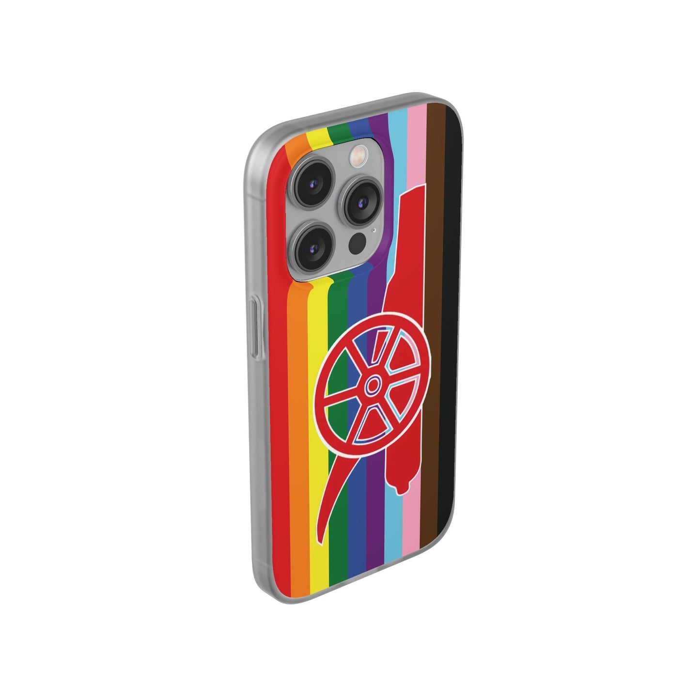 Arsenal Cannon Rainbow iPhone Flexi Case - iPhone 16, 15, 14, Plus/Pro/Pro Max