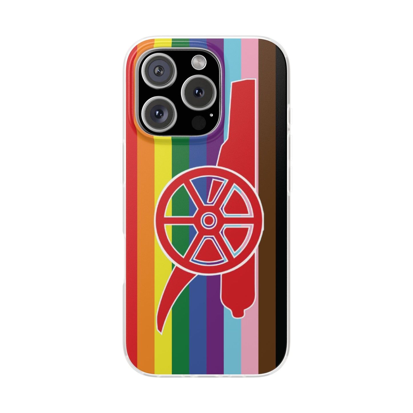 Arsenal Cannon Rainbow iPhone Flexi Case - iPhone 16, 15, 14, Plus/Pro/Pro Max