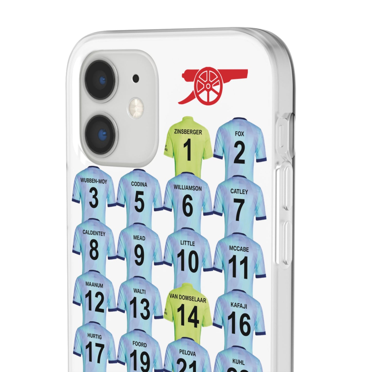 Arsenal Women Third Kit iPhone Flexi Case - iPhone 16, 15, 14, 13, 12, Mini/Plus/Pro/Pro Max - White