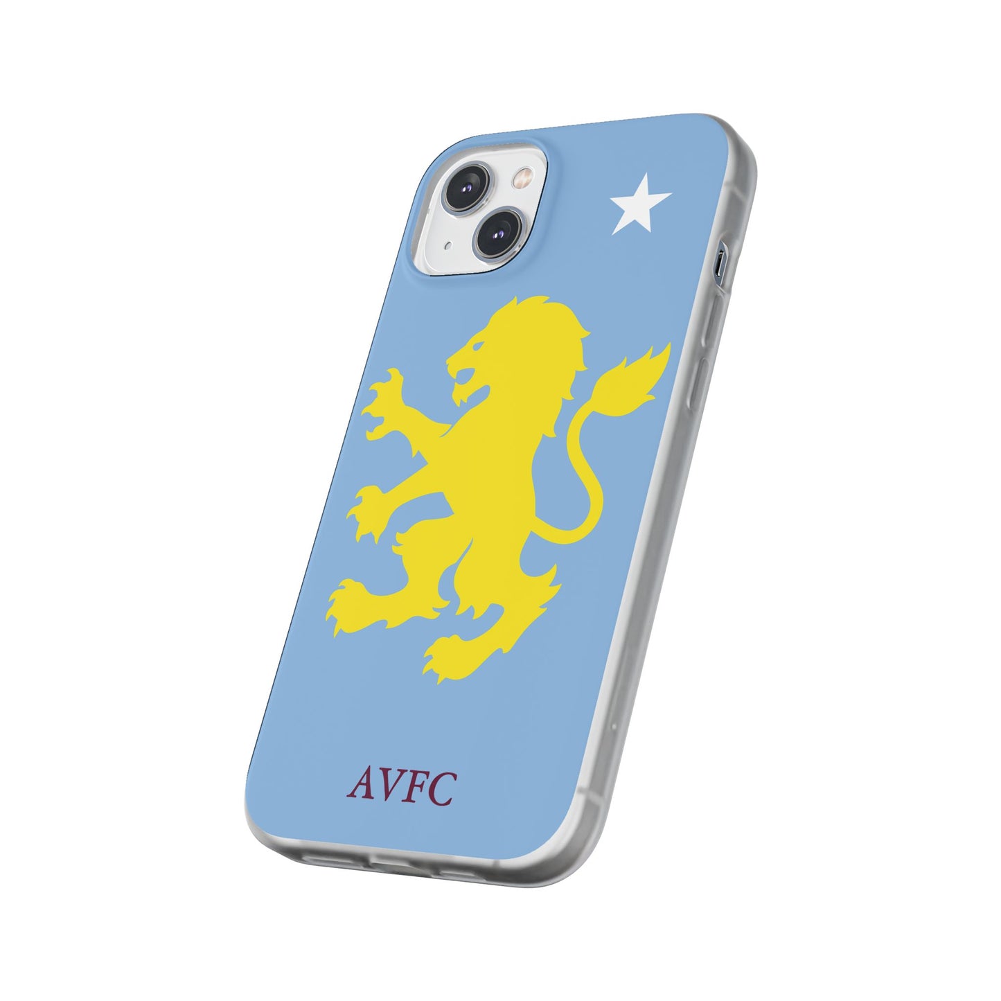 Aston Villa iPhone Flexi Case - iPhone 16, 15, 14, Plus/Pro/Pro Max - Blue, Yellow Lion