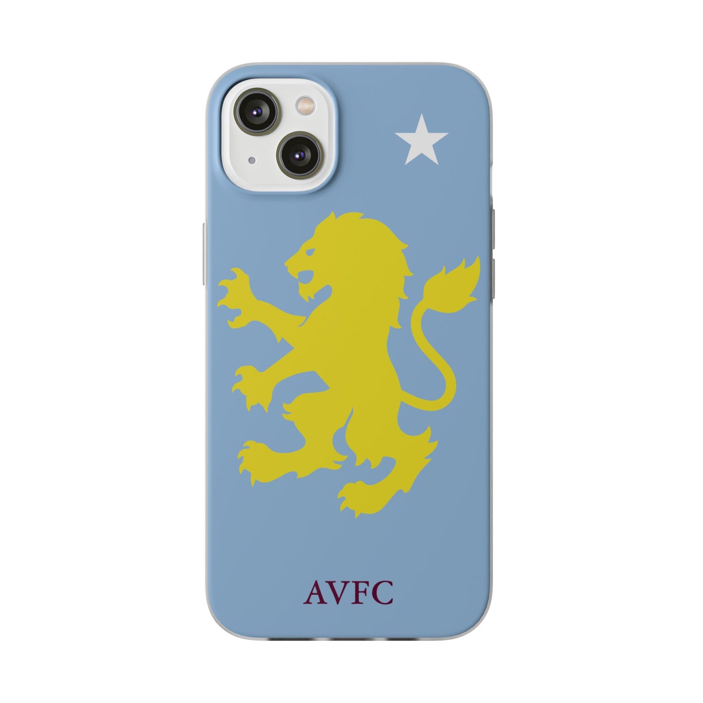 Aston Villa iPhone Flexi Case - iPhone 16, 15, 14, Plus/Pro/Pro Max - Blue, Yellow Lion