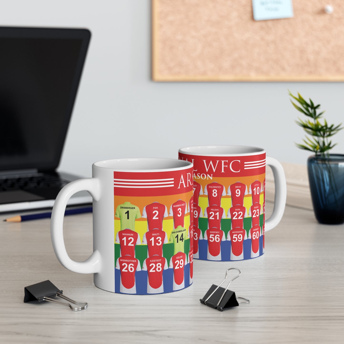 Arsenal Women Squad Home Kit Mug - Rainbow