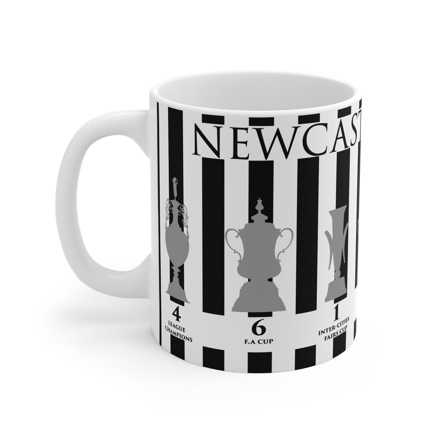 Newcastle United Trophies Mug - Stripes - Black Text