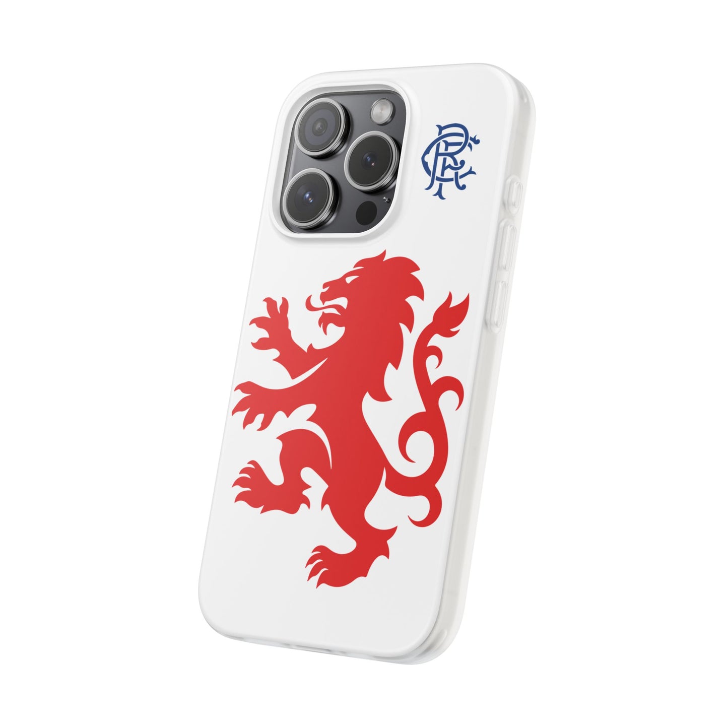 Rangers Lion & Monogram White iPhone Flexi Case - iPhone 16, 15, 14, Plus/Pro/Pro Max