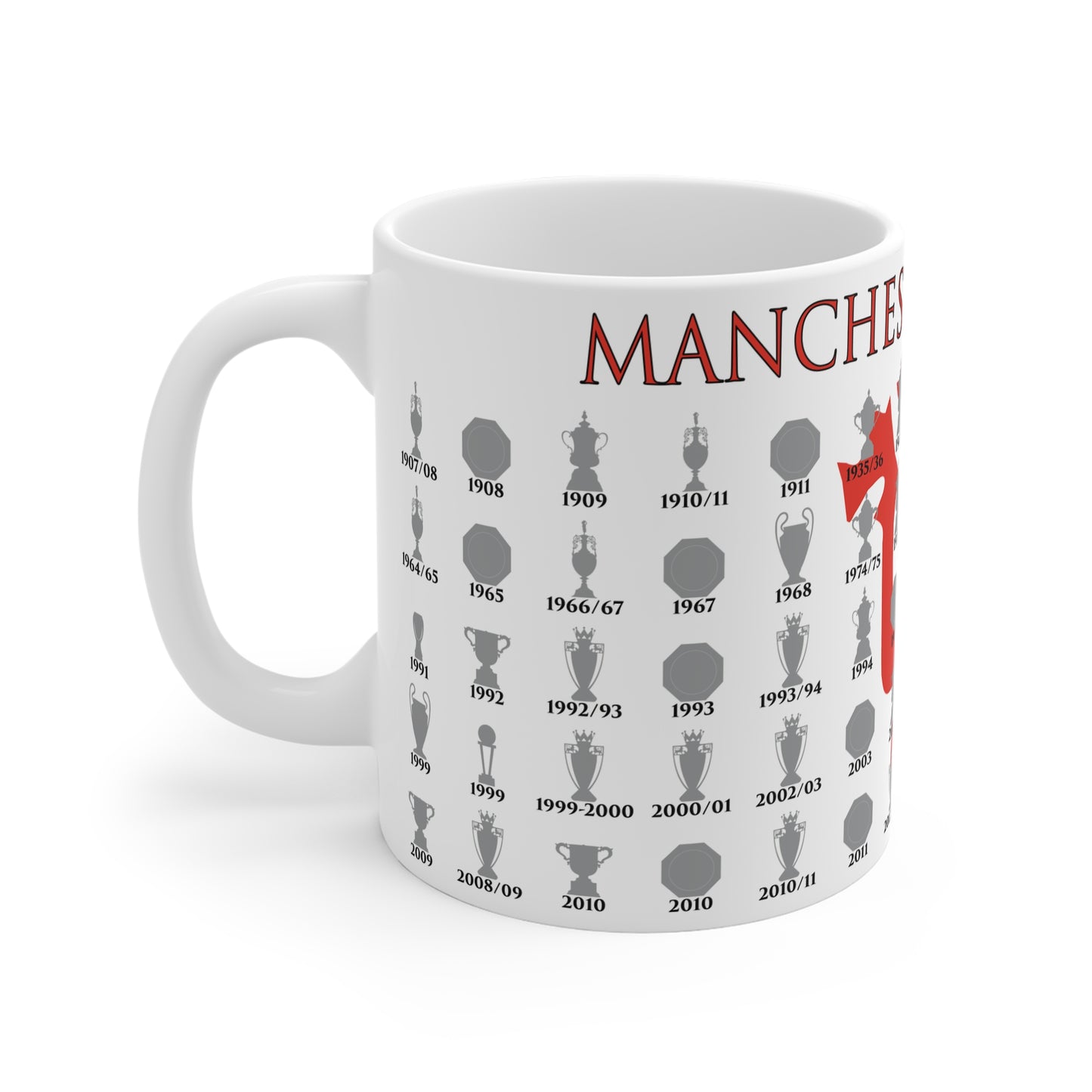 Manchester United Trophies Collection & Devil Mug - White