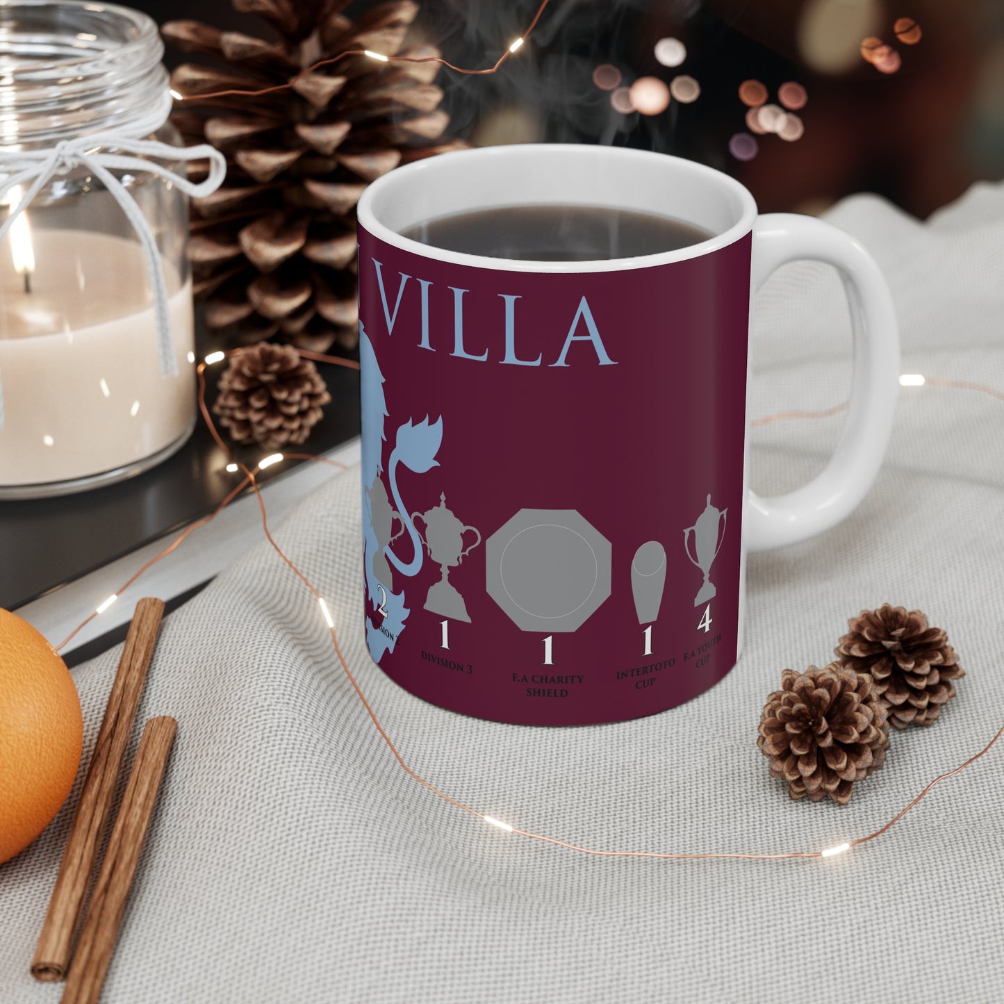 Aston Villa Trophies & Lion Mug - Claret