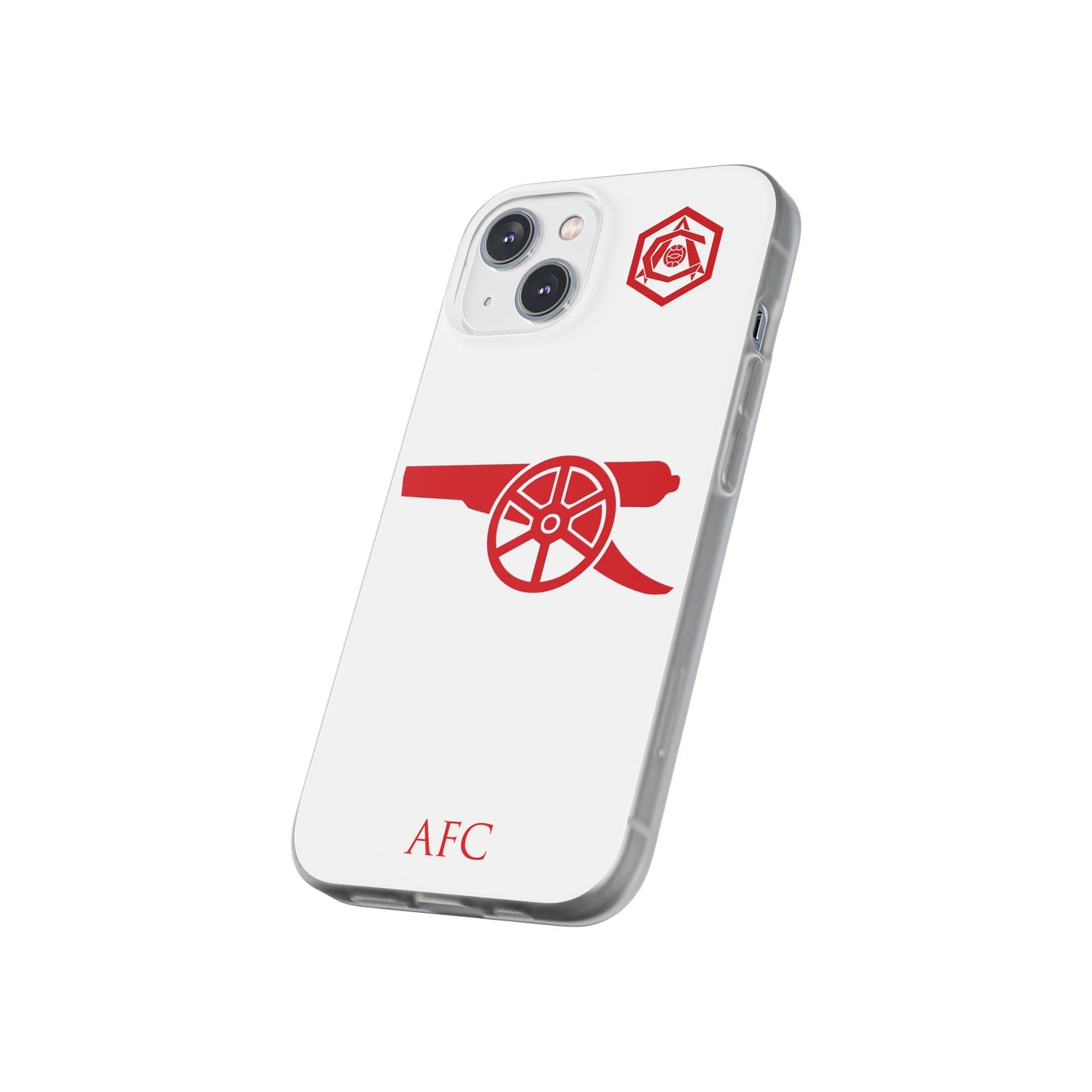 Arsenal Cannon & Monogram White iPhone Flexi Case - iPhone 16, 15, 14, Plus/Pro/Pro Max