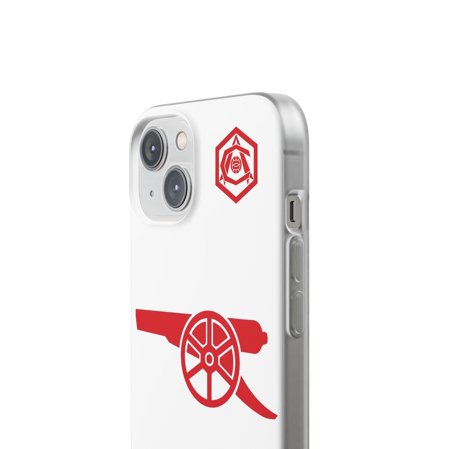 Arsenal Cannon & Monogram White iPhone Flexi Case - iPhone 16, 15, 14, Plus/Pro/Pro Max