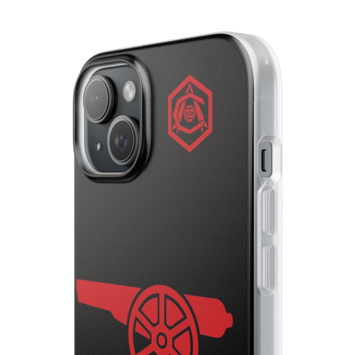 Arsenal Cannon & Monogram Black iPhone Flexi Case - iPhone 16, 15, 14, Plus/Pro/Pro Max