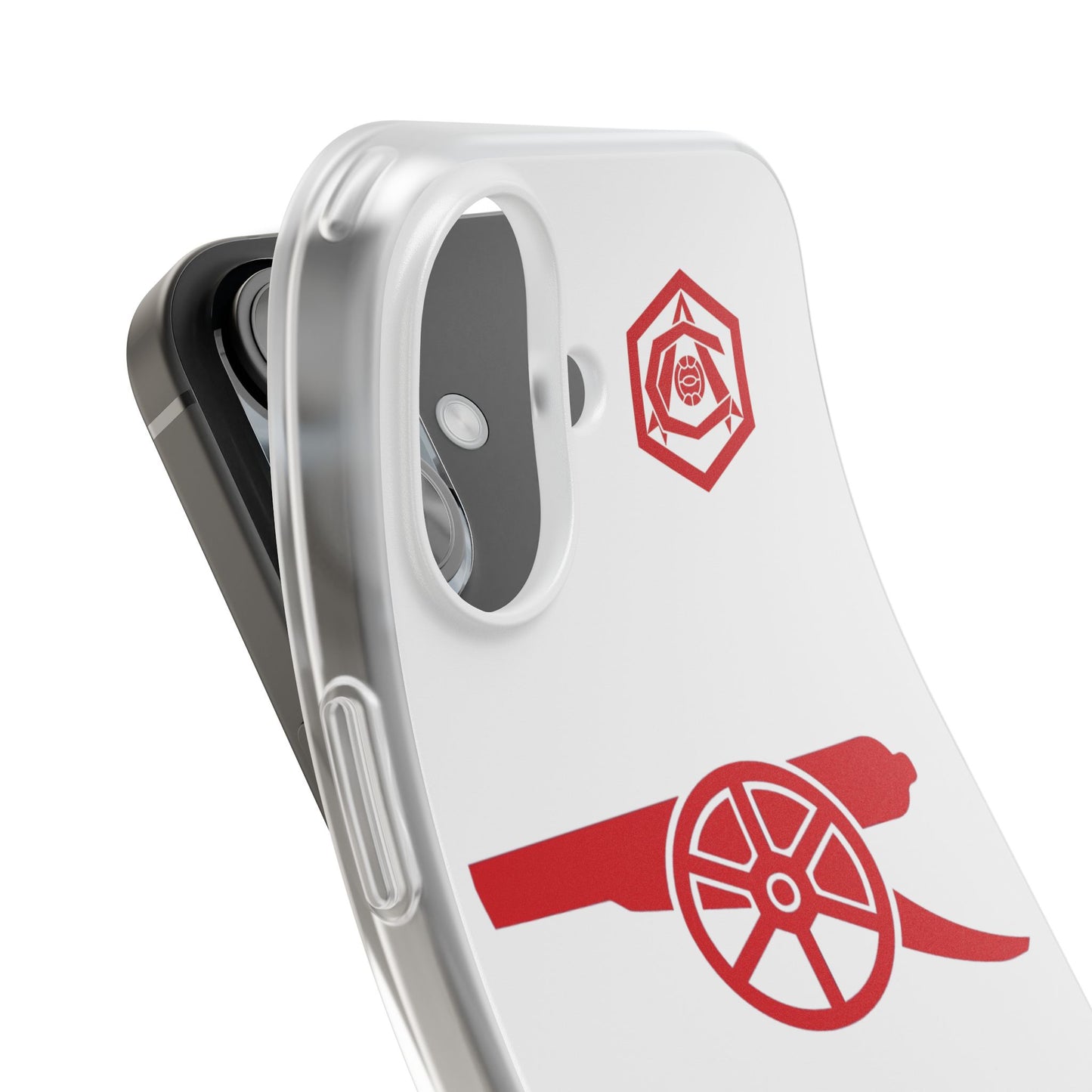 Arsenal Cannon & Monogram White iPhone Flexi Case - iPhone 16, 15, 14, Plus/Pro/Pro Max